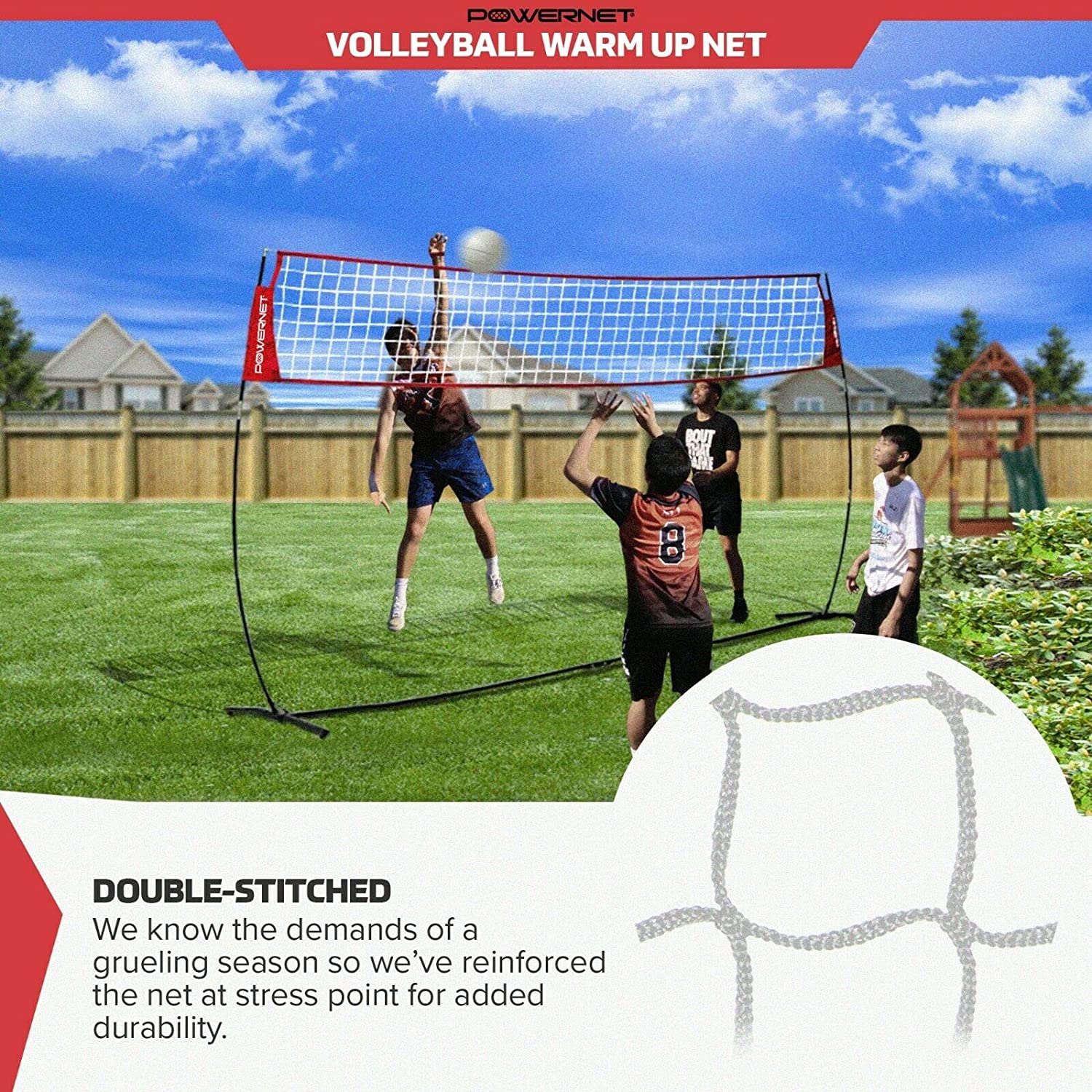 PowerNet Freestanding Volleyball Warm Up Net - Portable Training Net for Indoor & Outdoor Practice - Perfect for Backyard, Beach, and Gym Volleyball Drills