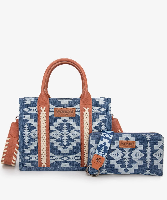 Wrangler Aztec Print Tote Bag Set - Stylish & Durable Cotton Tote Bags for Women - Perfect for Shopping, Beach, Travel & Everyday Use