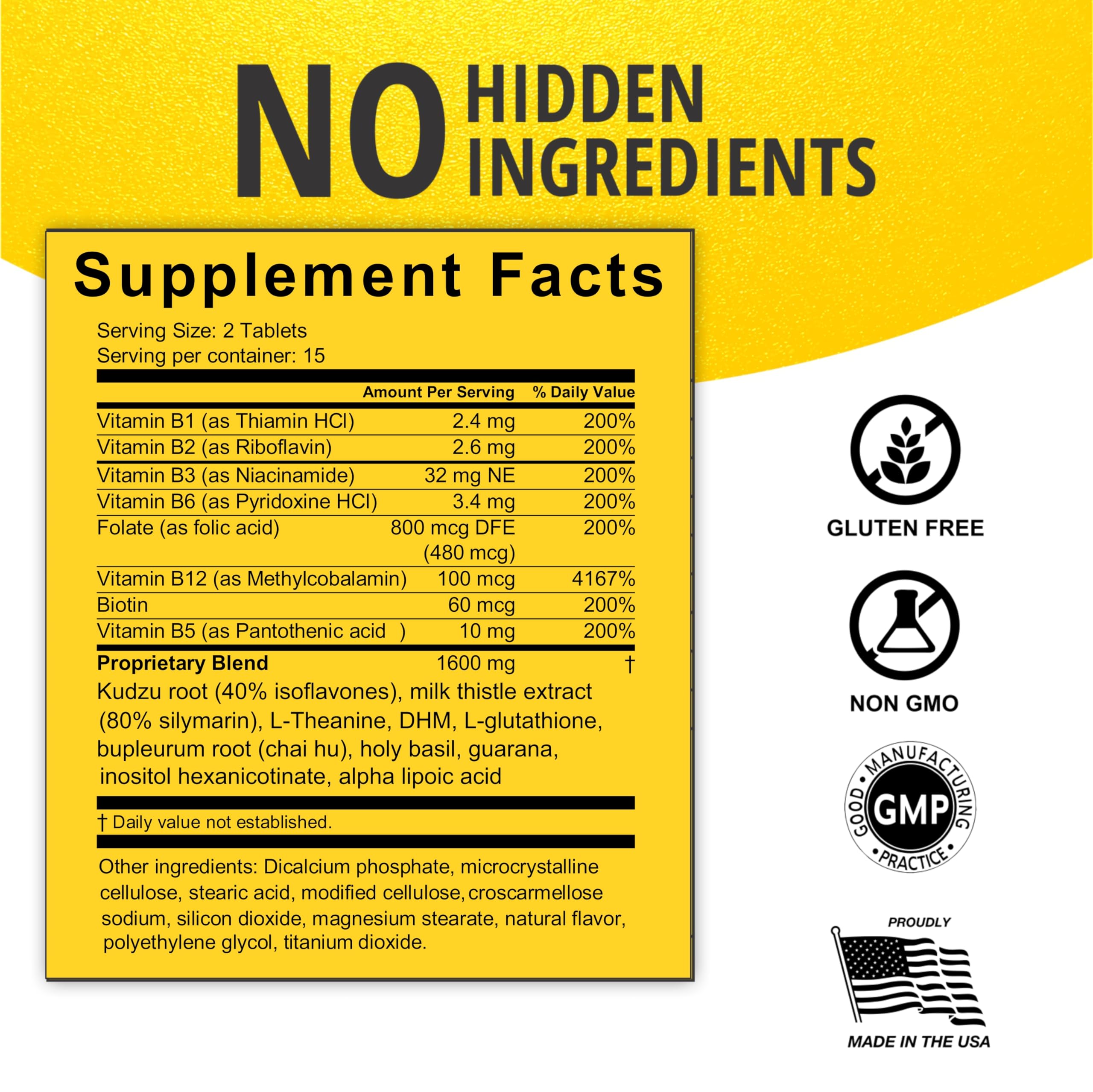 Natural Liver Support Supplement with Kudzu, Milk Thistle & DHM - 15+ Key Ingredients for Craving Control, Detox & Liver Health - Alcohol Craving Reduction & Nutrient Replenishment (90-Day Supply) - Perfect for Post-Party Recovery & Daily Wellness Routine
