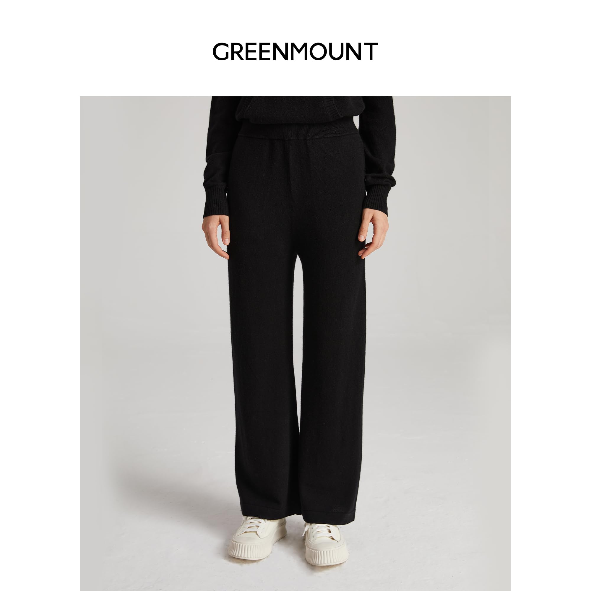 GreenMount Women's Wide Leg Cashmere Sweatpants - Soft Winter Lounge Pants for Women, Warm Fleece-Lined Comfort, Perfect for Home, Yoga & Relaxation