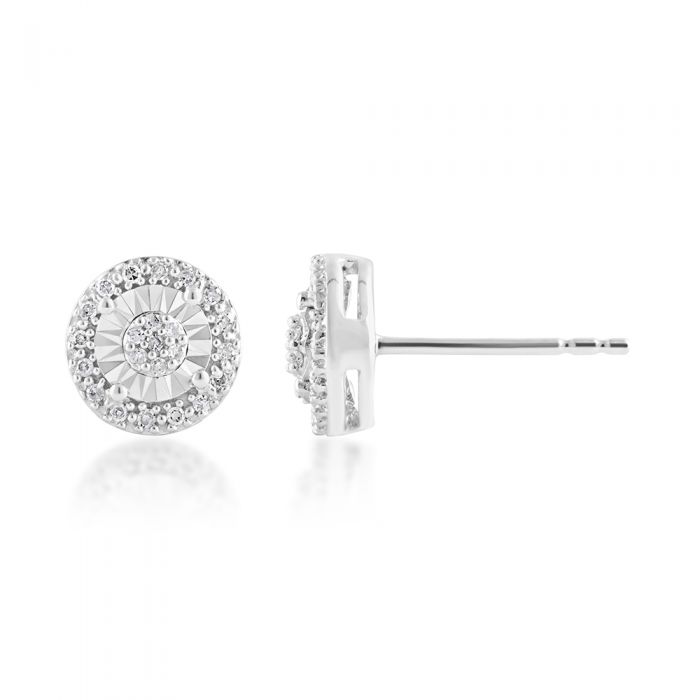 0.10 Carat Diamond Stud Earrings in Sterling Silver - Dainty & Elegant Jewelry for Women - Perfect for Everyday Wear, Gift Giving & Special Occasions