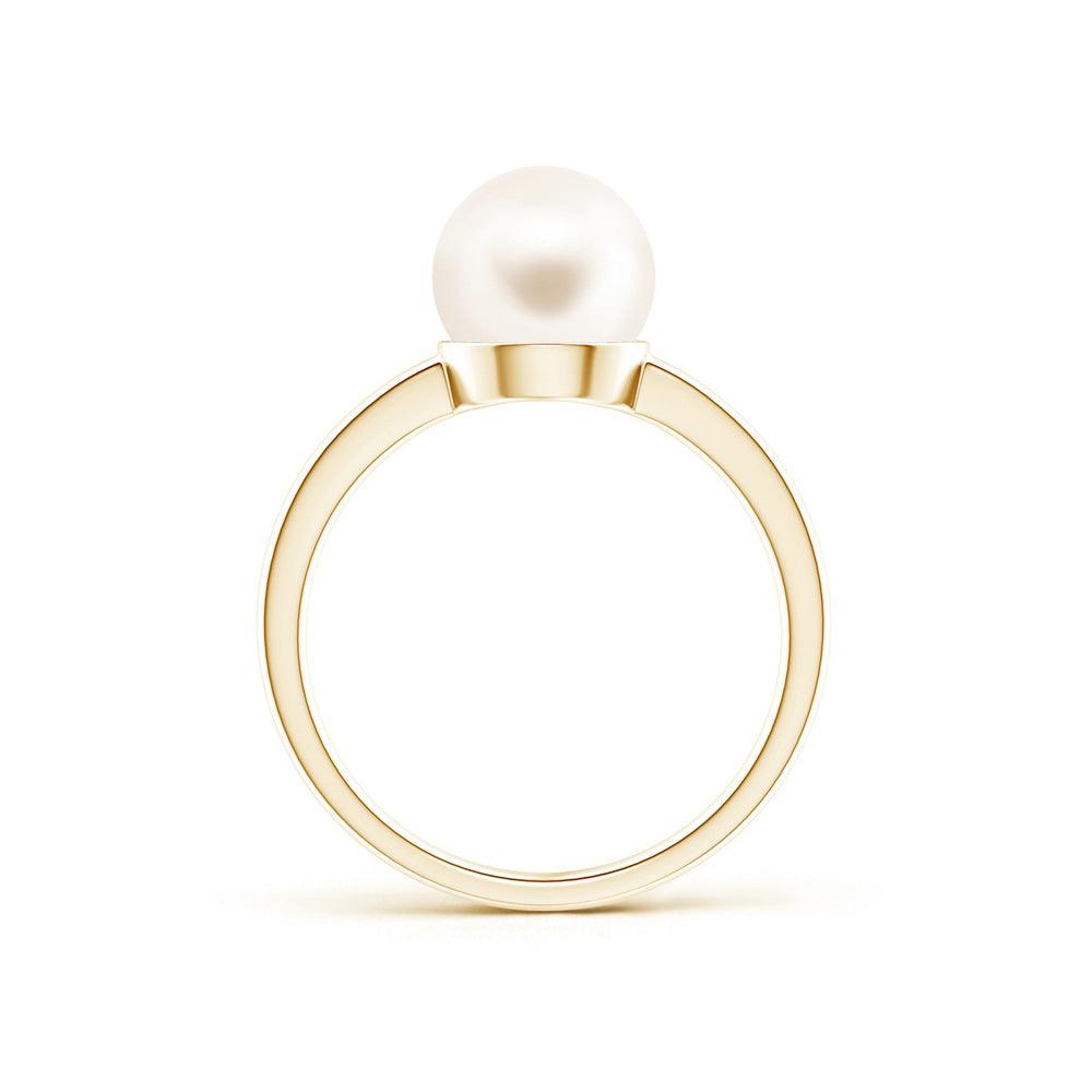 8mm Classic Freshwater Cultured Pearl Solitaire Ring - Elegant Sterling Silver Jewelry for Women, Perfect for Weddings, Anniversaries & Special Occasions