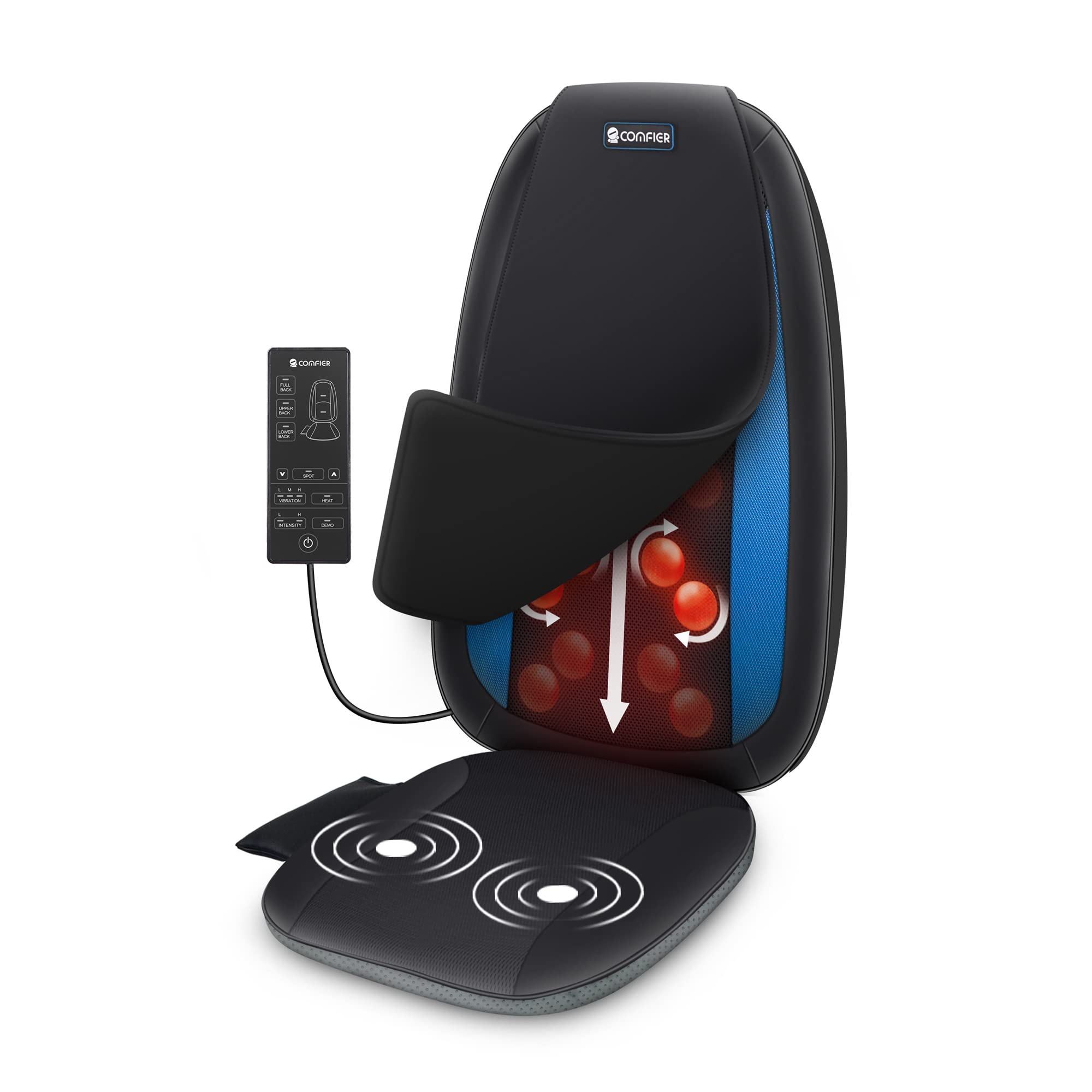 Comfier Shiatsu Back Massager with Heat - Electric Deep Kneading Massage Chair Pad for Full Back Relief, Home & Office Seat Cushion - Perfect Gift for Men & Dad (Ideal for Relaxation After Work, Stress Relief & Muscle Recovery)