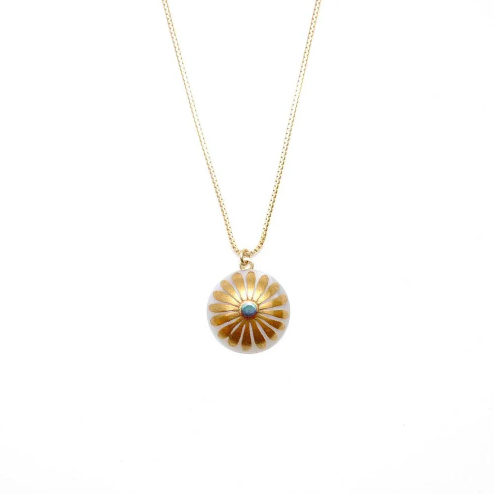 Handmade Japanese Maki-e Urushi Lacquer Pendant Necklace with White South Sea Pearl & Camellia Design - Traditional Asian Jewelry for Women, Gift for Her, Wedding, Anniversary & Special Occasions