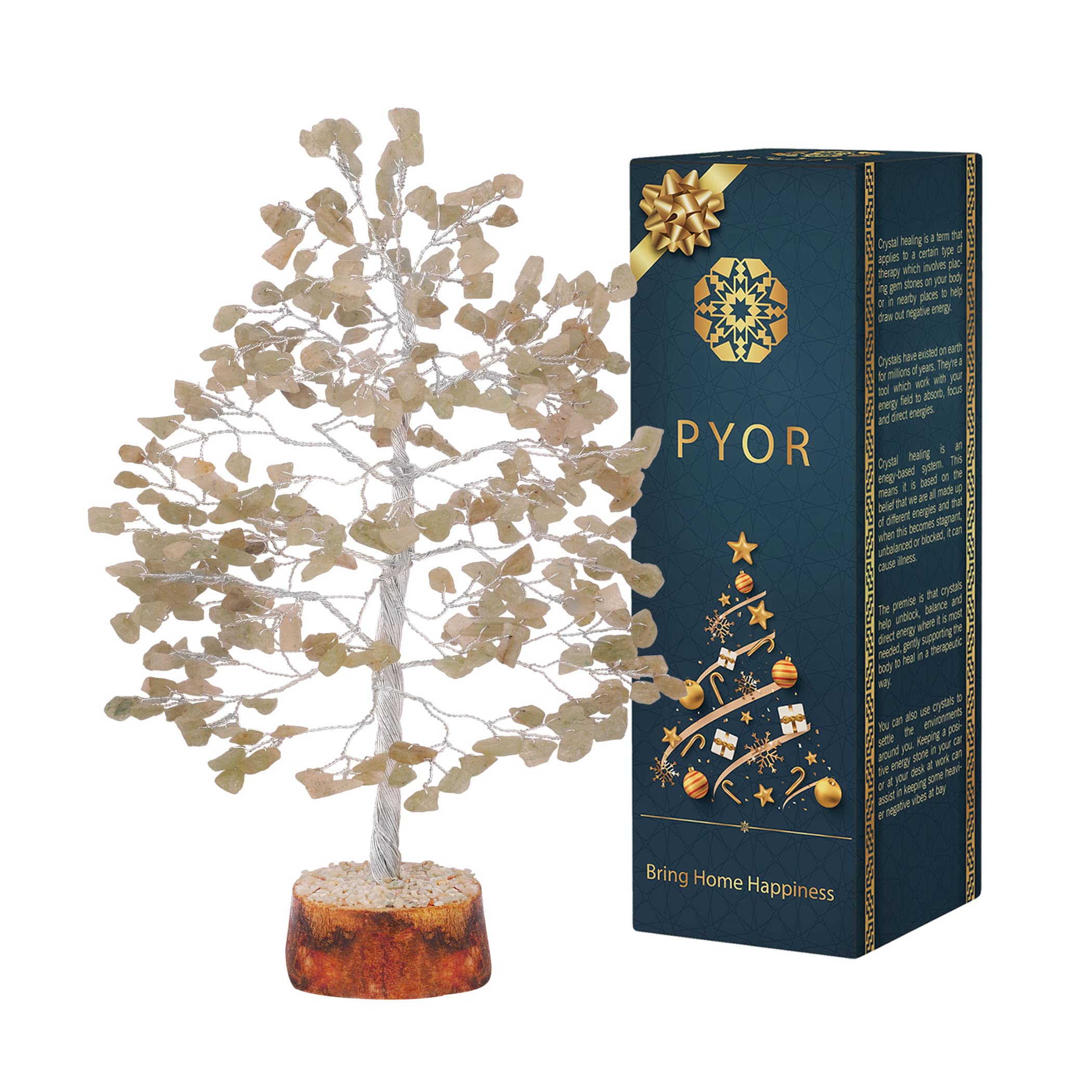 PYOR Jade Stone Bonsai Tree - Natural Green Jade Office & Home Decor, Zen Desk Accessory for Women, Meditation & Spiritual Gift | Perfect for Workspace, Living Room & Yoga Studio