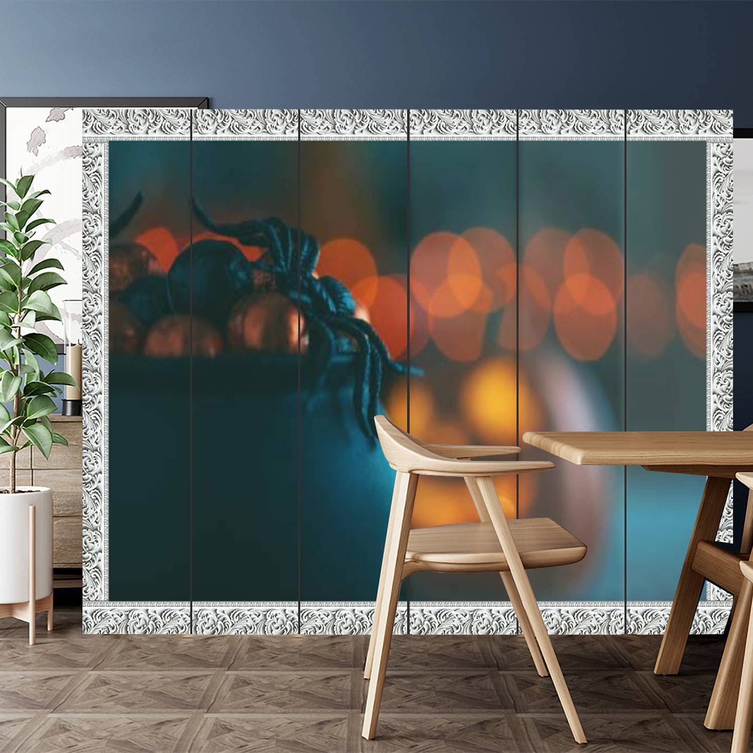 6 Panel Canvas Room Divider Screen - Jack O'Lantern & Cauldron of Candy Design Privacy Partition for Home, Office, Bathroom, Pool | Perfect for Halloween Decor, Indoor/Outdoor Use & Space Separation