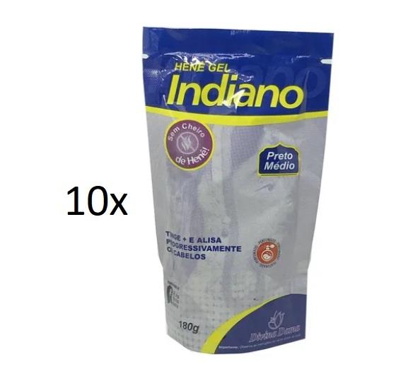 10-Pack Jaborandi Henna Gel Indian Medium Black Hair Straightening Treatment 180g - Divina Dama | Natural Hair Care for Smooth, Shiny & Straight Hair at Home or Salon