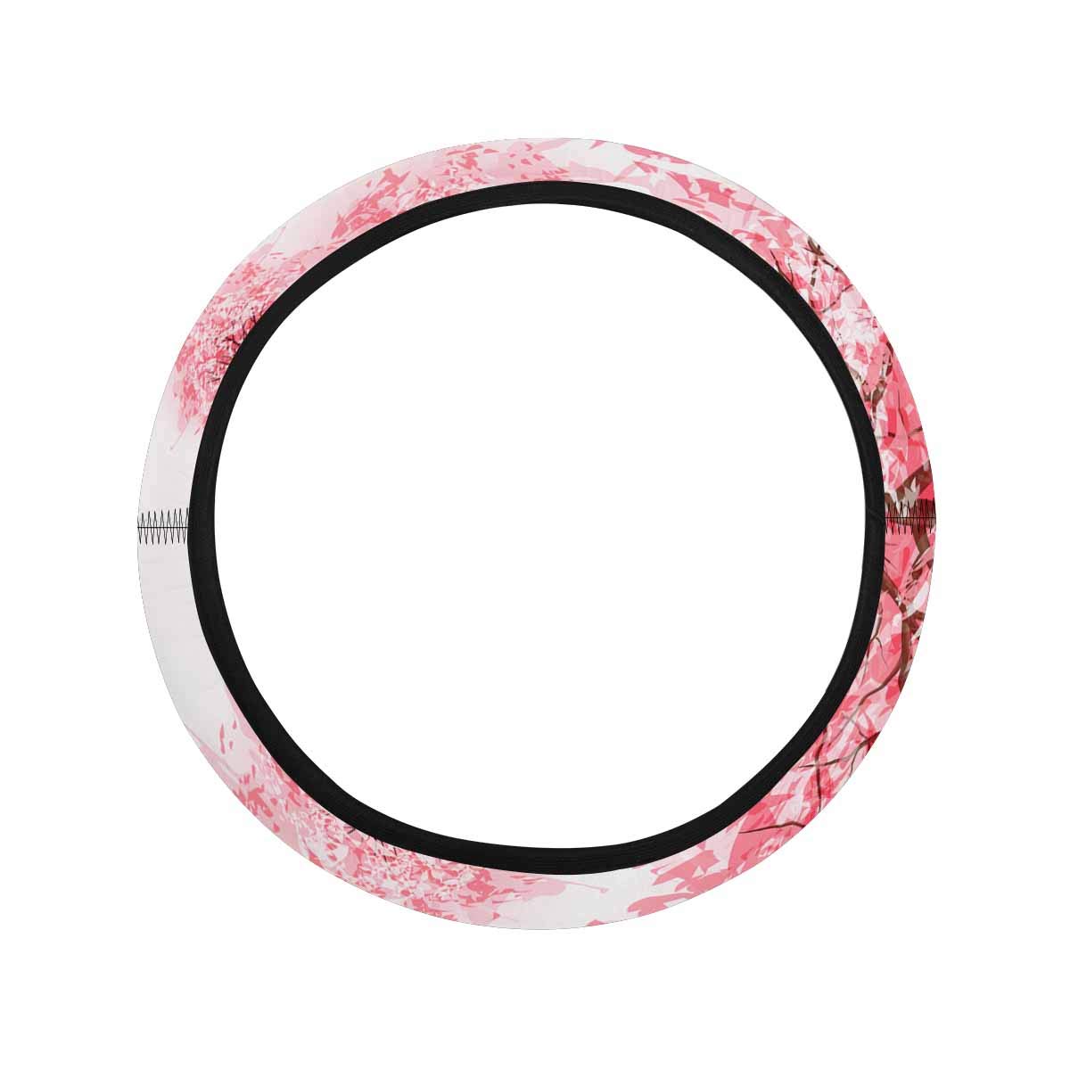 Pink Heart-Shaped Cherry Blossom Steering Wheel Cover - Soft Neoprene Car Accessory for Valentine's Day Gift | Perfect for Women's Cars, Couples' Vehicles & Spring Decor