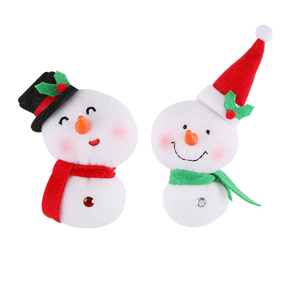 2 Pack Christmas Snowman Fridge Stickers - Big Head Doll Refrigerator Decals, Funny Festive Kitchen Decor for Cabinets & Whiteboards (Black Hat + Red Hat) - Perfect for Holiday Home Decor & Christmas Party Decoration