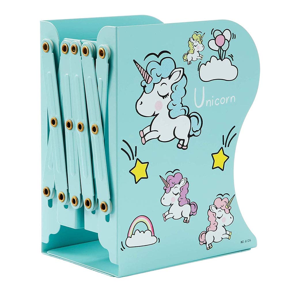 Adjustable Purple Unicorn Bookends for Kids - Cute Unicorn Decor for Girls Room - Unique Unicorn Gifts (Green) - Perfect for Bookshelves, Desks, and Nursery Decor