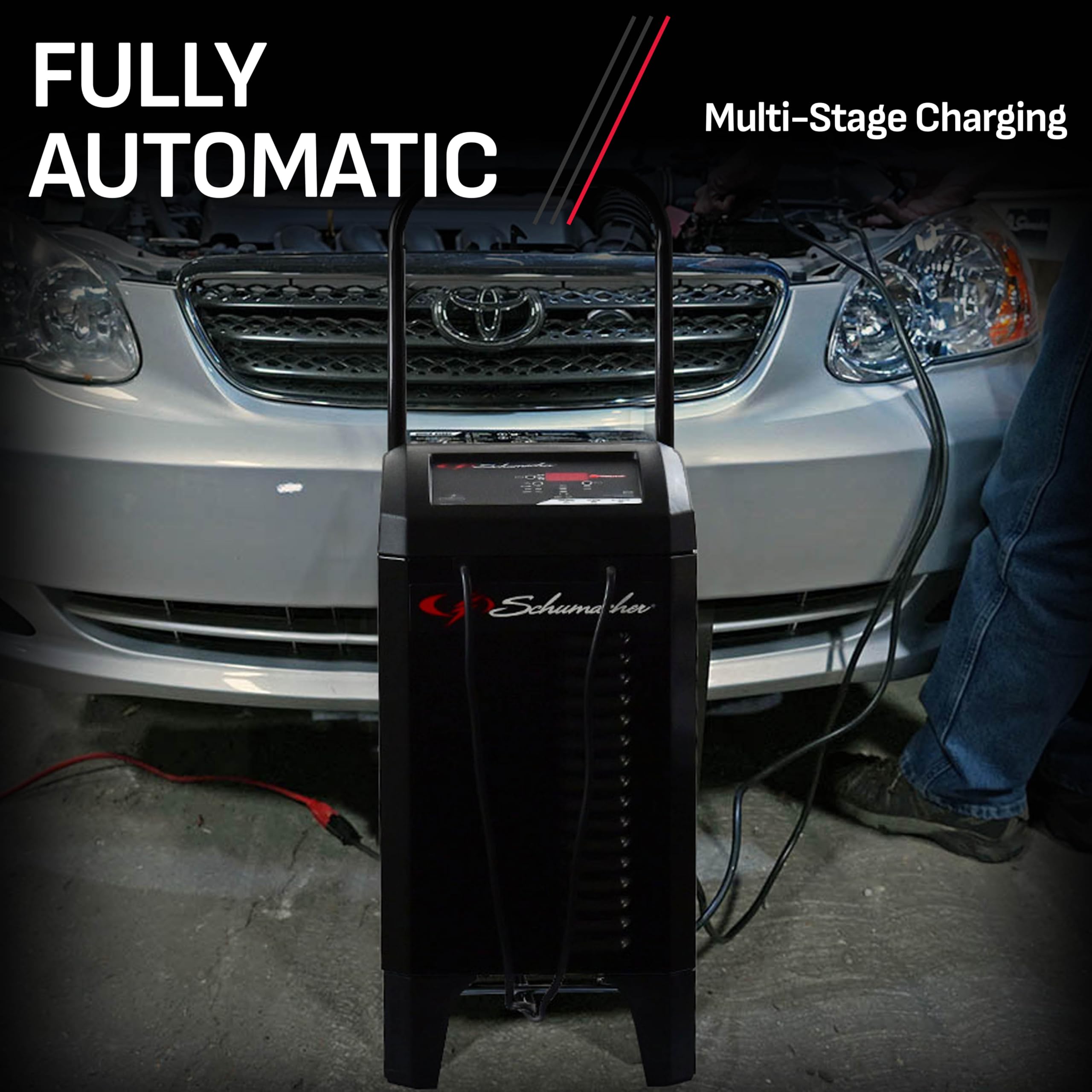 Schumacher SC1353 6-in-1 Fully Automatic Wheeled Battery Charger & Engine Starter - 200 Cranking Amps, 40A Boost, 6V/12V for Cars, Trucks, Marine Batteries - Perfect for Garage, Roadside Emergencies & Boat Maintenance