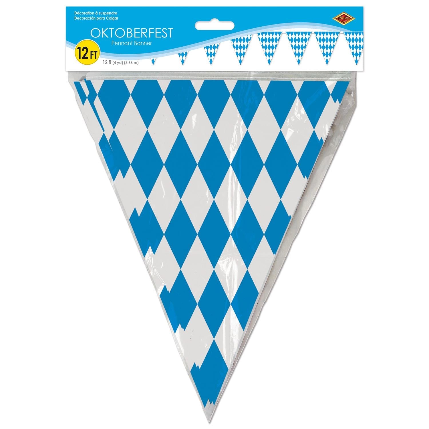 12 Pack Beistle 12 ft Oktoberfest Pennant Banner - Triangle German Party Decorations for Outdoor & Indoor Beer Festival Celebrations