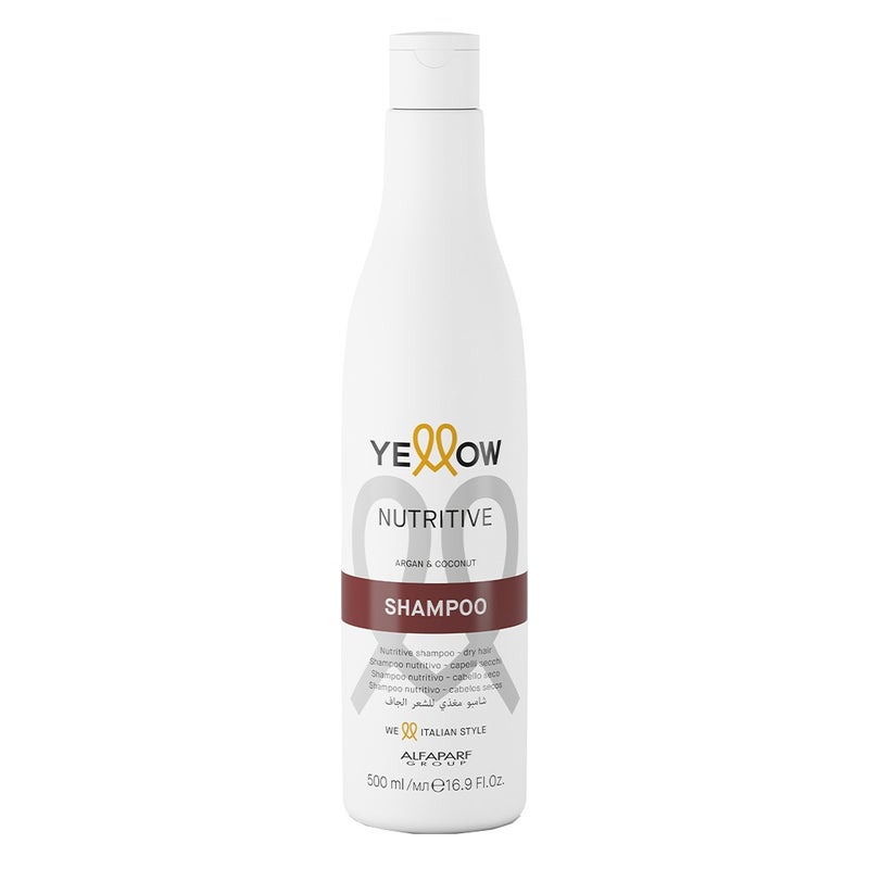 Alfaparf Yellow Nutritive Nourishing Shampoo with Argan Oil & Coconut Oil for Dry Hair - 500ml | Hydrating & Repairing Hair Care for Damaged & Frizzy Hair | Perfect for Daily Use at Home or Salon