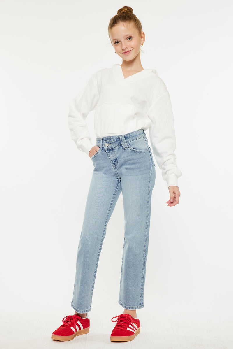 Sav High Rise Straight Kids Jeans - Comfortable & Stylish Denim Pants for Girls & Boys | Perfect for School, Play & Everyday Wear