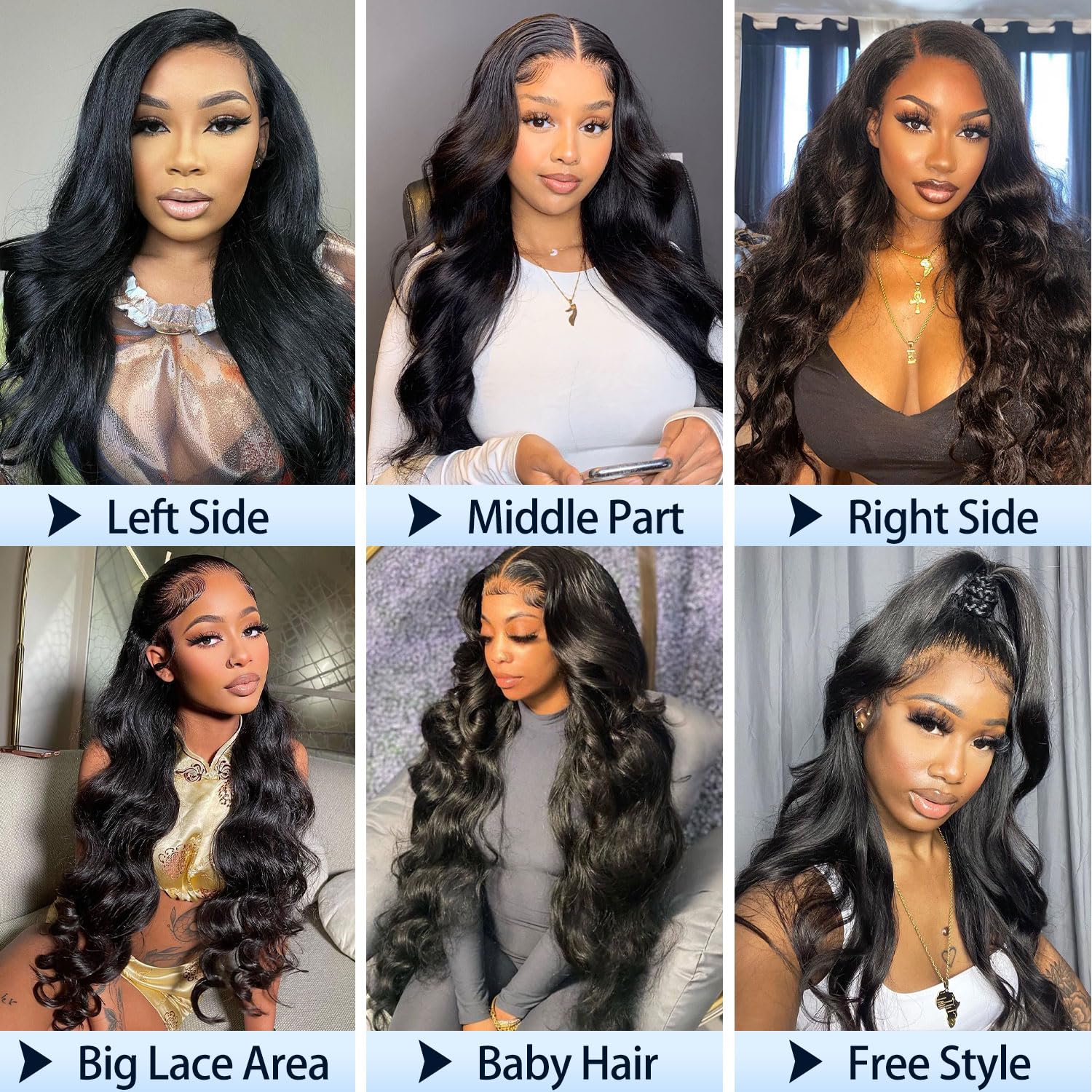 13x4 HD Lace Front Wigs Human Hair 34 Inch Body Wave Glueless Pre Plucked 180 Density Natural Black for Women - Perfect for Daily Wear, Parties & Special Occasions