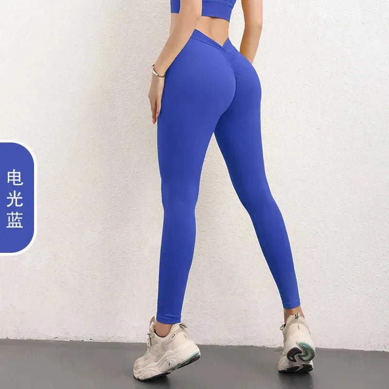 Women's High-Waisted Push Up Yoga Pants - Back V Energy Leggings for Running, Gym & Fitness Training - Breathable Workout Tights for Women - Perfect for Yoga, Pilates & Active Lifestyle