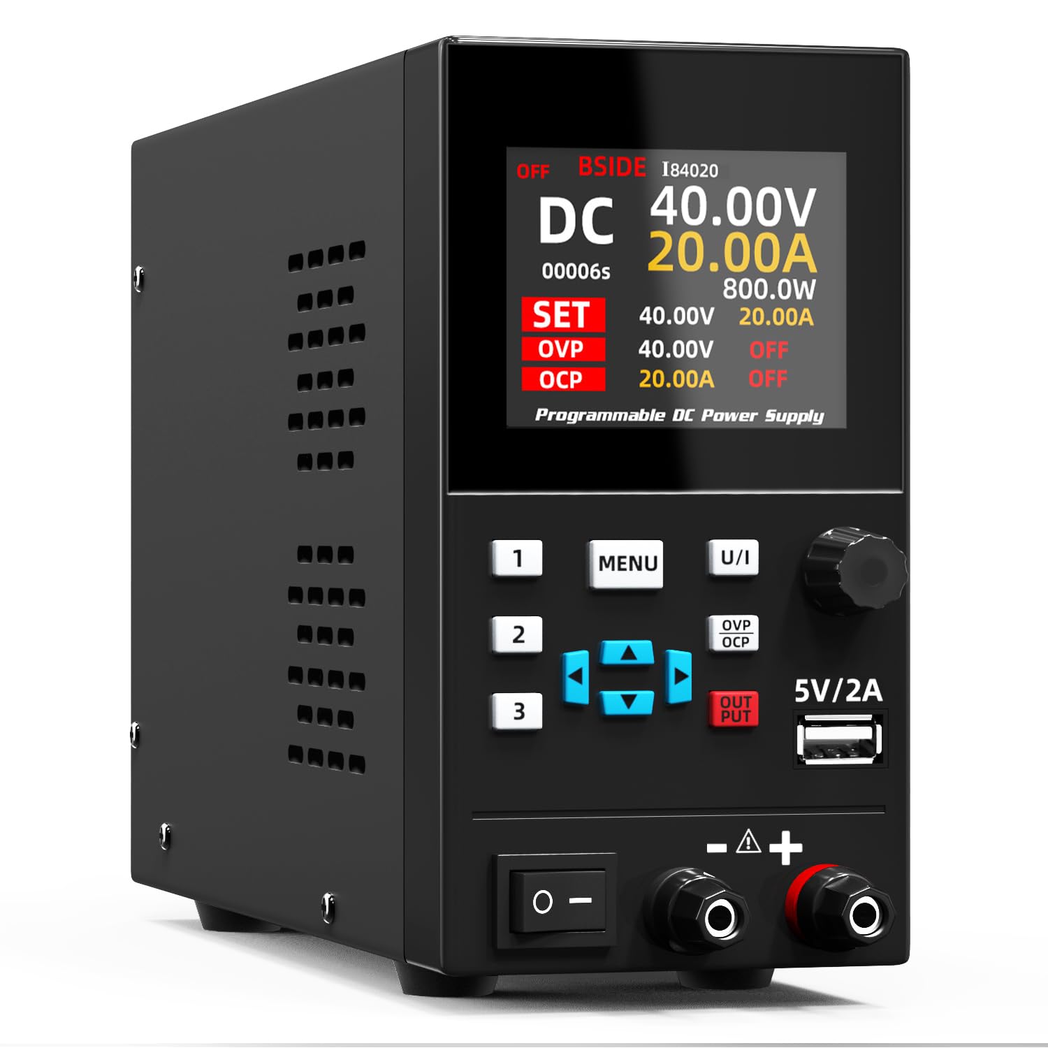 BSIDE 40V 20A Programmable DC Power Supply - Adjustable Lab Bench Power Supply with Memory Function, Button & Knob Control - Perfect for Electronics Testing, DIY Projects, and Industrial Applications