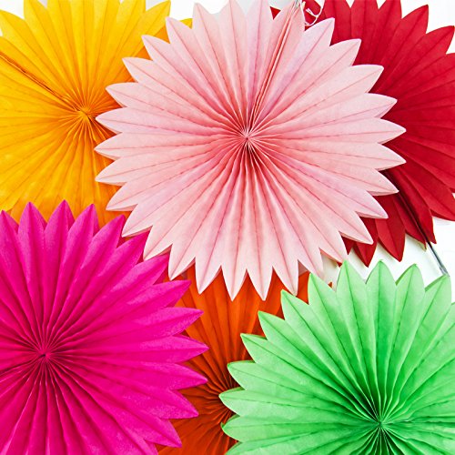 Zorpia® 12-Pack Decorative Paper Fans - 10 & 16 Inch for Party Decor