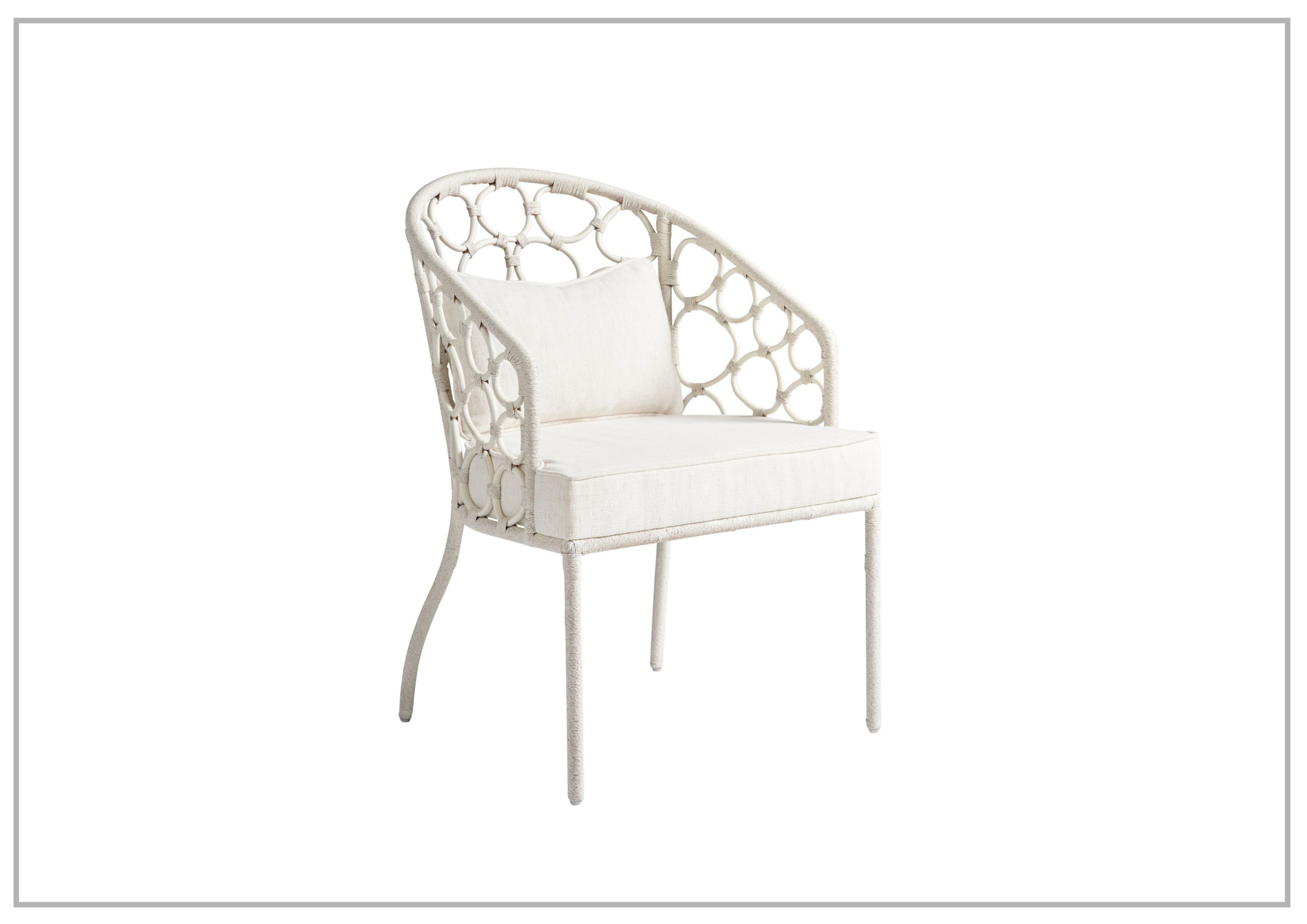Universal Furniture Weekender Pebble Dining Chair with White Rattan Finish - Modern Rattan Accent Chair for Dining Room, Kitchen, Patio & Outdoor Use