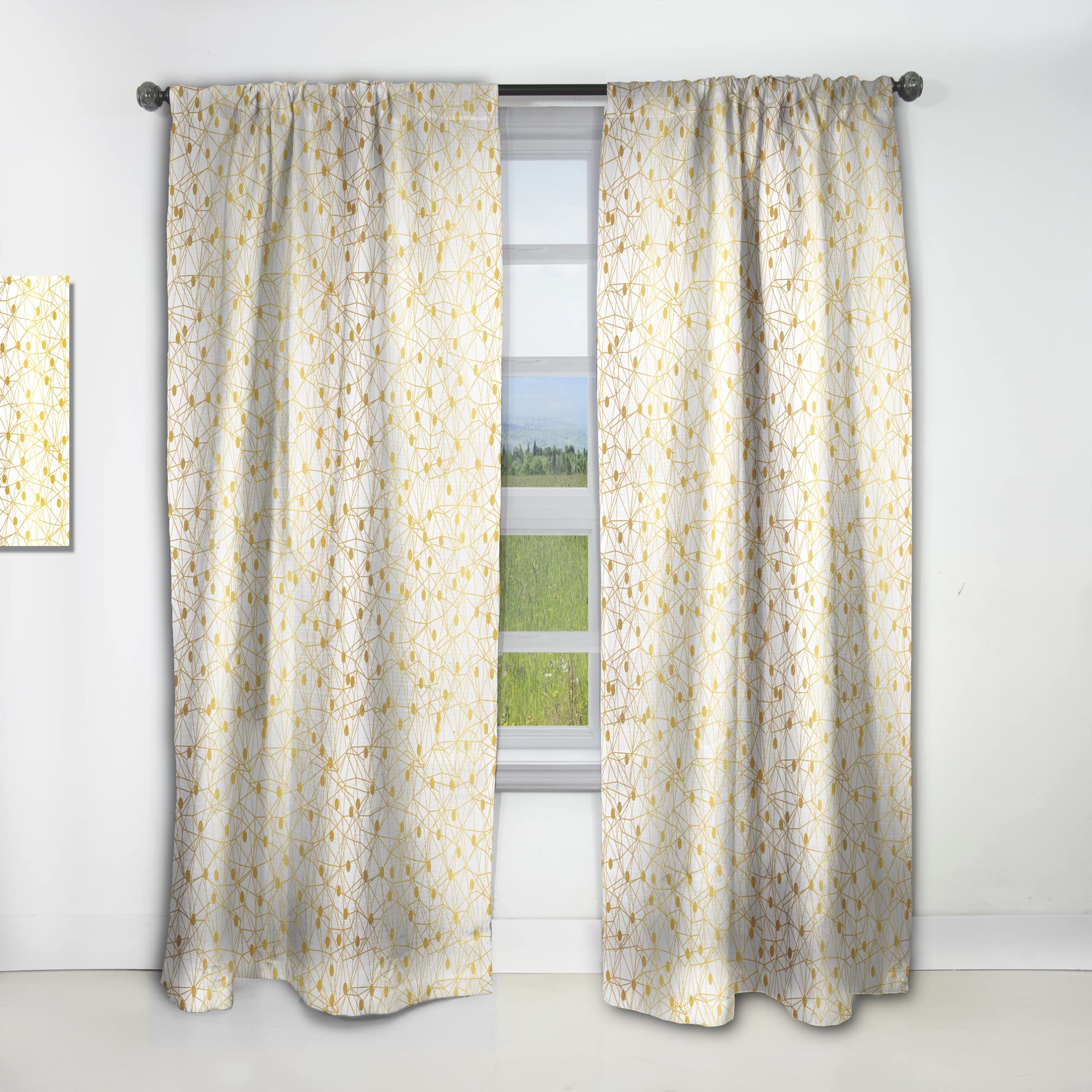 DesignQ 'Golden Maze II' Thermal Insulated Curtain Panel - 52x95 Inches - Blackout Drapes for Bedroom & Living Room - Elegant Home Decor for Better Sleep & Energy Efficiency