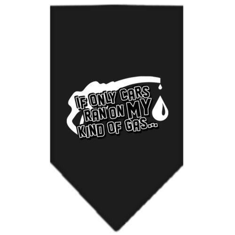 Funny Dog Bandana - 'If Only Cars Ran On My Kind Of Gas' Screen Printed Pet Bandana - Black Large Size for Medium Dogs - Perfect for Walks, Pet Parties & Photo Shoots