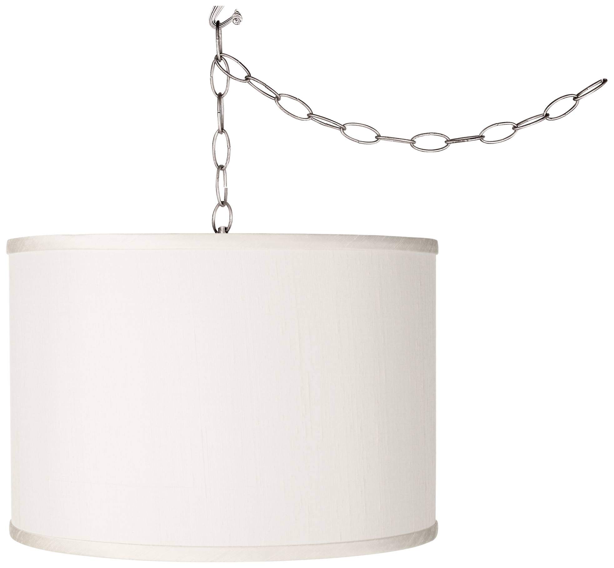 Brushed Silver Plug-in Swag Pendant Chandelier Light Fixture - 13.5