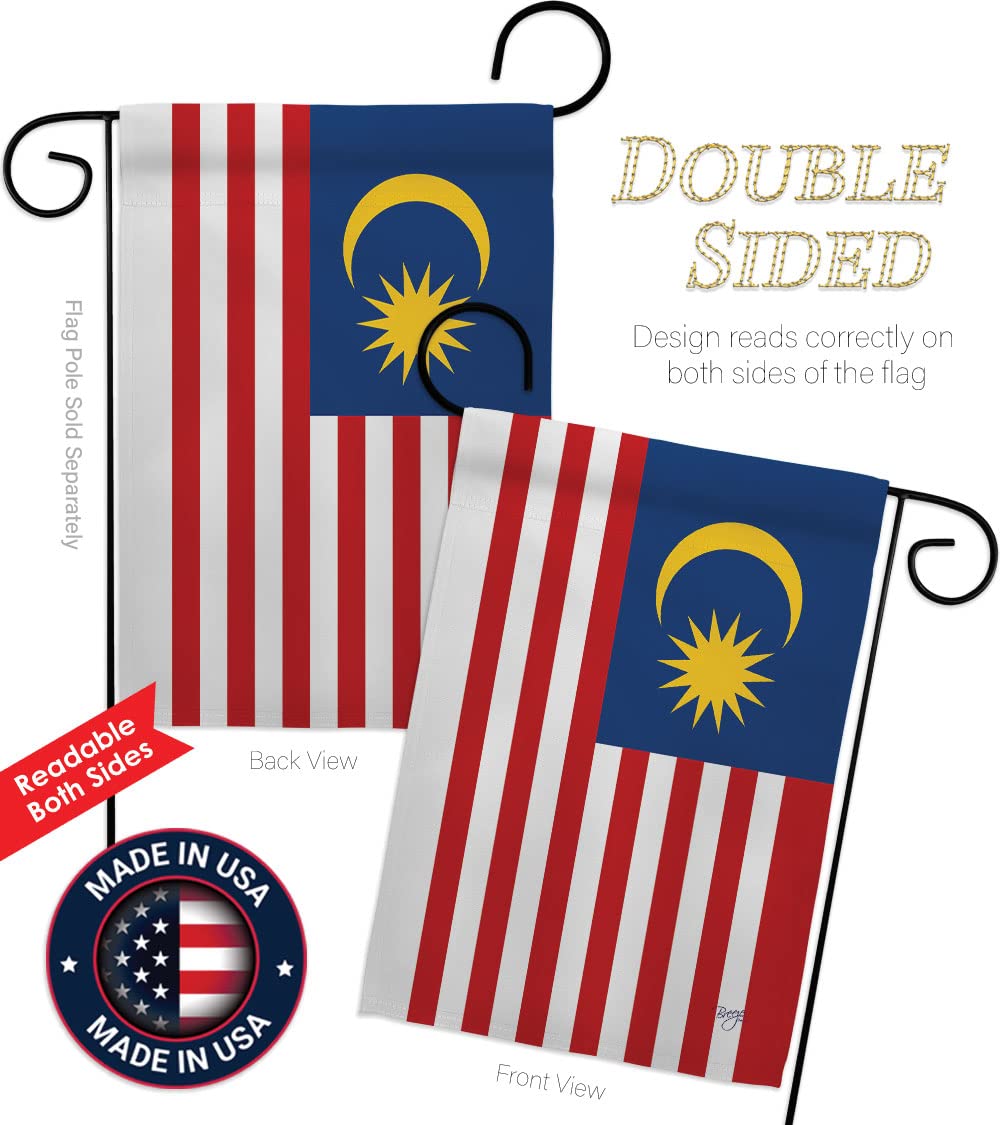 Breeze Decor Malaysia Garden Flag Set - Double-Sided Yard Banner for Home & Garden Decor