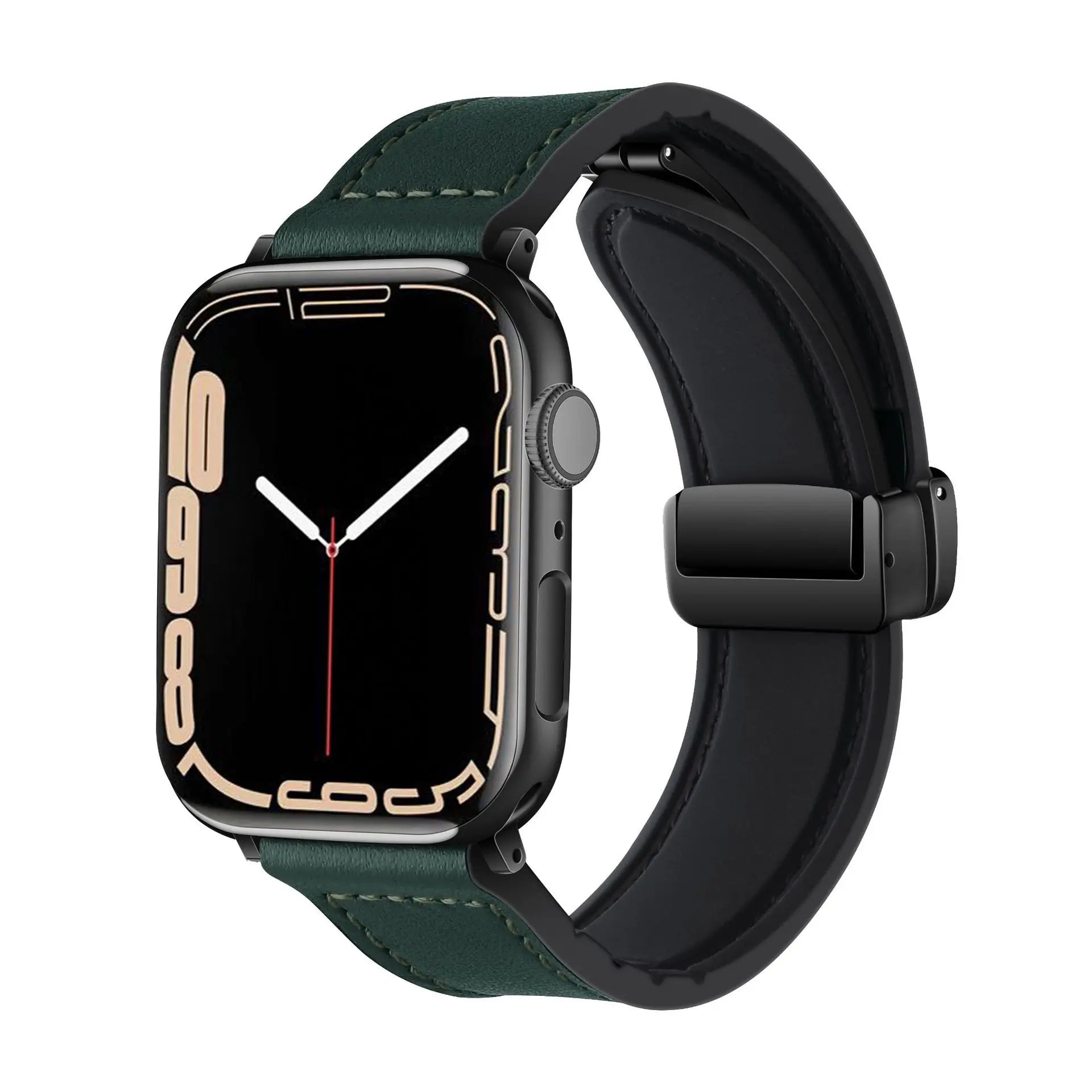 Premium Leather & Silicone Hybrid Watch Bands with Magnetic Clasp - Durable & Comfortable for Apple Watch, Samsung Galaxy, Fitbit - Perfect for Workouts, Office & Everyday Wear