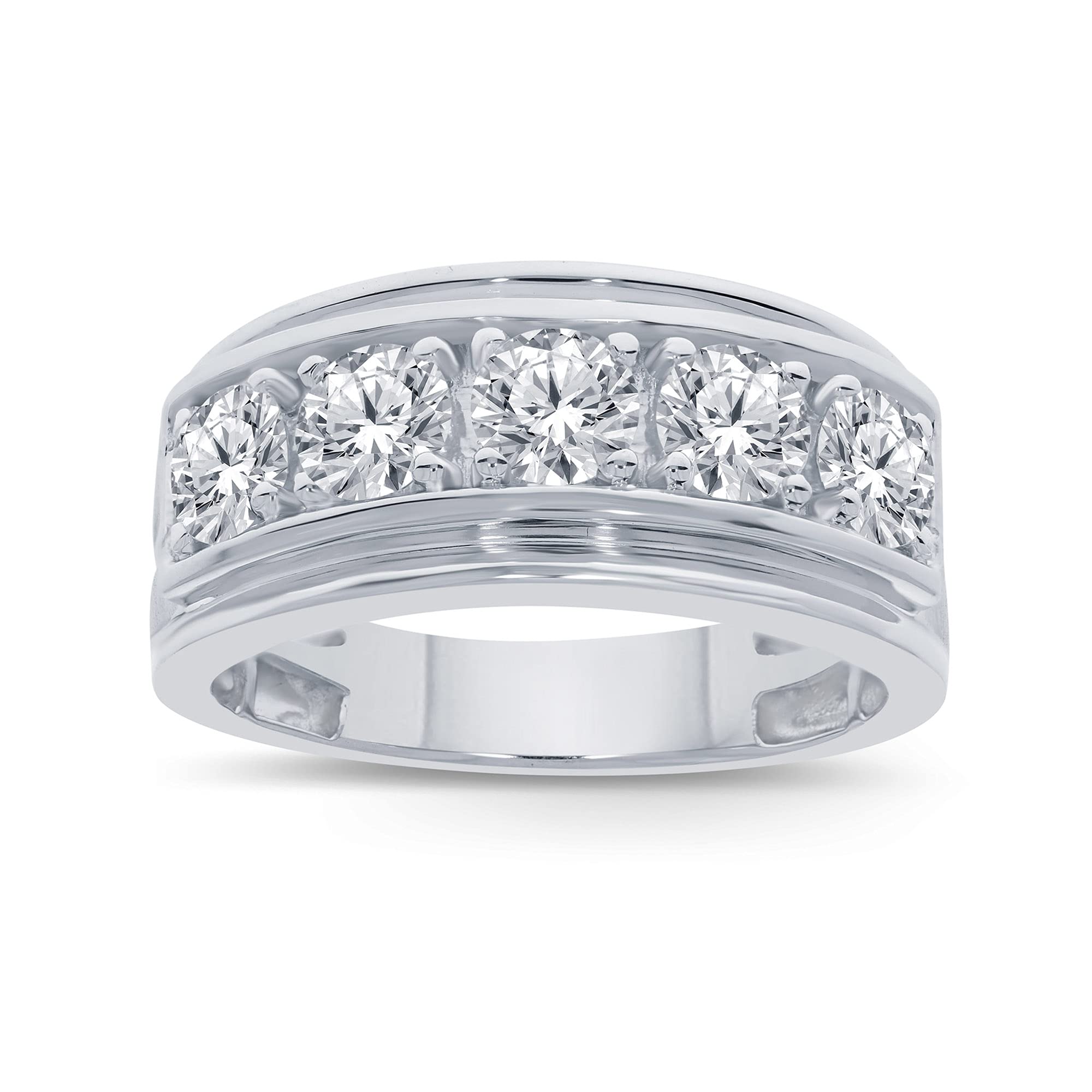 2ct Round White CZ Cubic Zirconia Diamond 925 Sterling Silver Wedding Band Ring for Men - Perfect for Engagement, Anniversary & Special Occasions