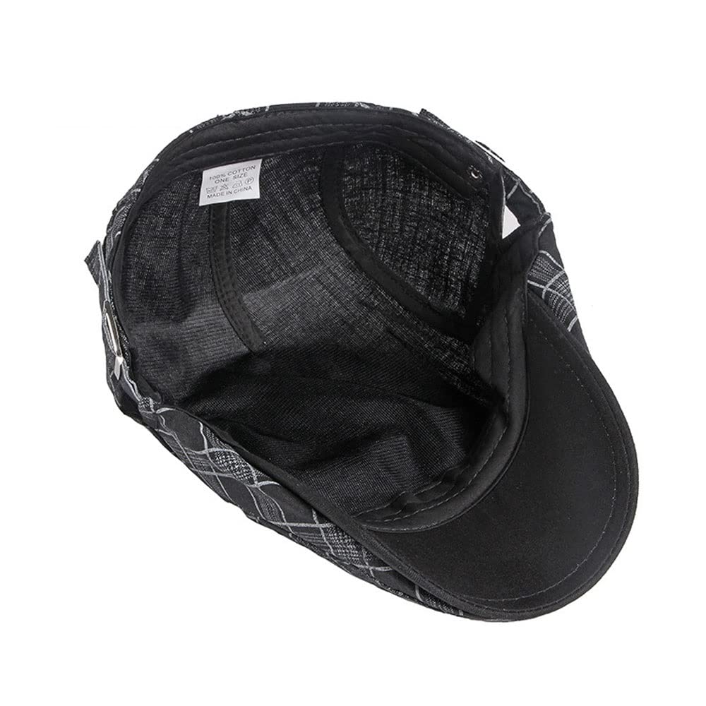 Fashion Striped Lattice Beret Hat for Women & Men - Adjustable Plaid Flat Cap (55-60cm) - Perfect for Spring Summer Outfits, Casual Wear, and Outdoor Activities