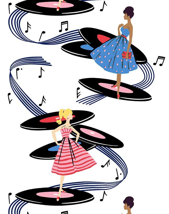Barbie™ Cerulean Pink Galaxy Records Wallpaper - Perfect for Kids' Bedrooms, Playrooms & Nursery Decor