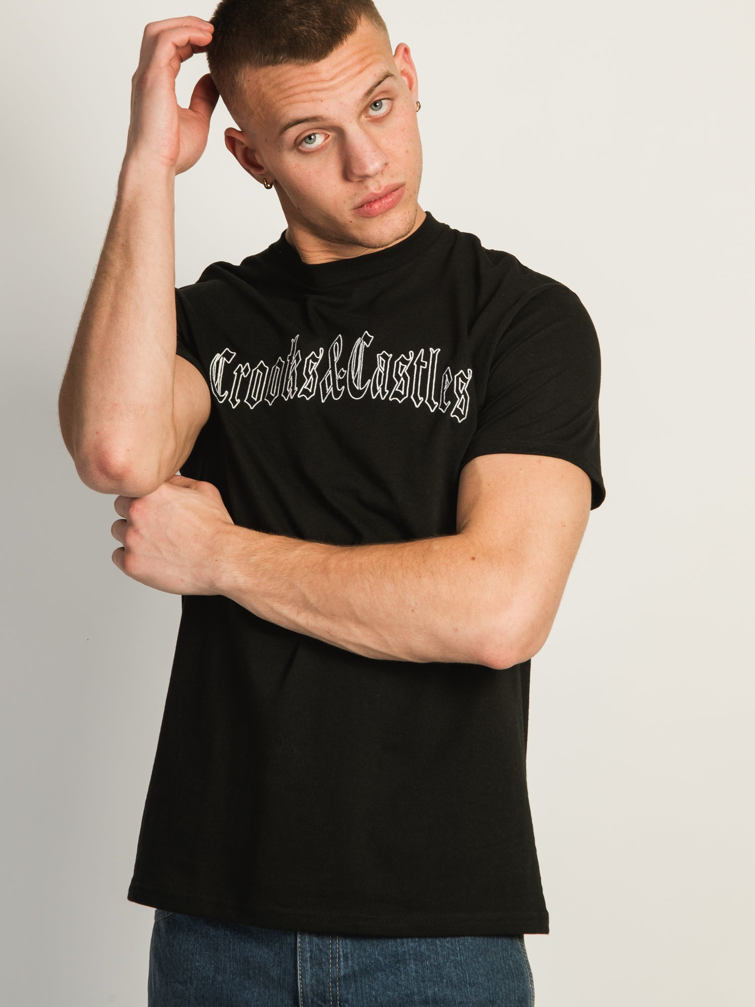 Crooks & Castles Gothic Embroidered T-Shirt for Men - Stylish Streetwear Tee for Casual Wear & Urban Fashion