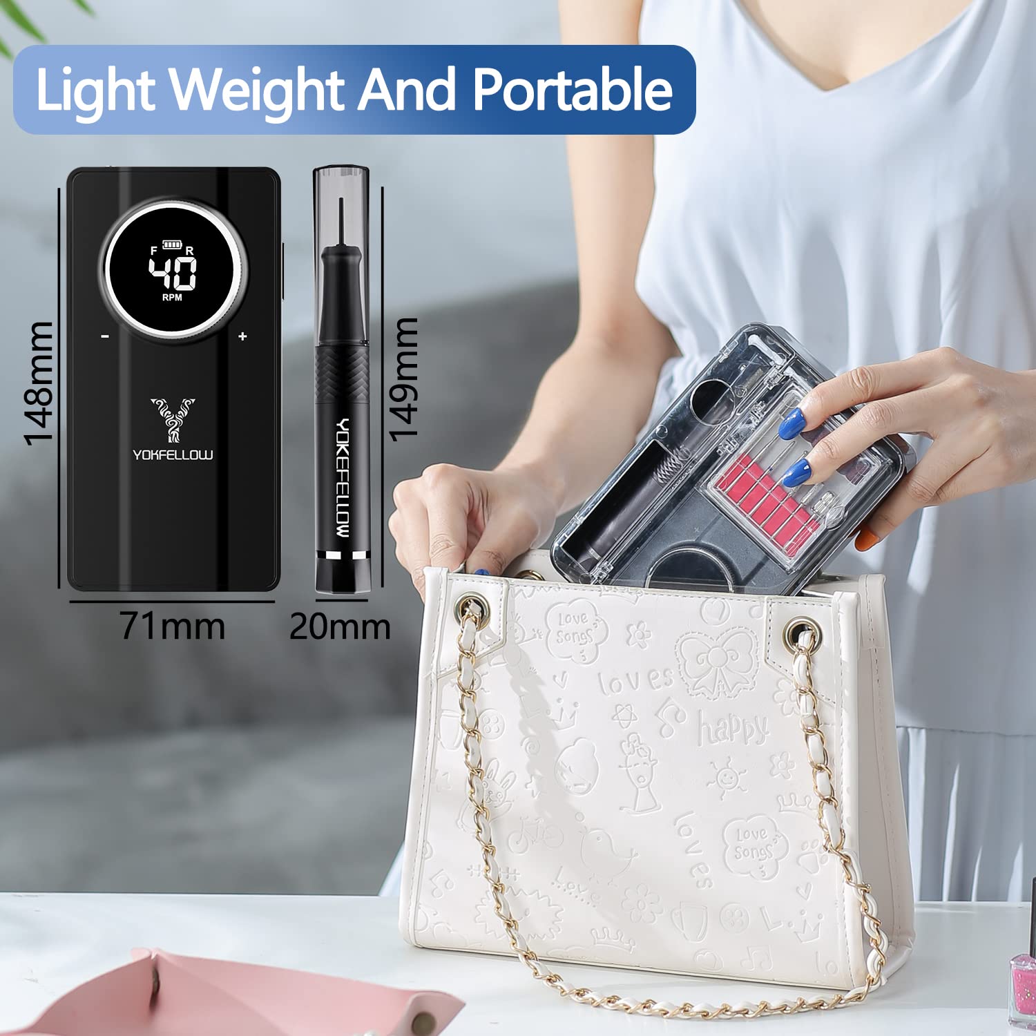 Professional 40000RPM Portable Nail Drill Machine - Electric Nail Engraver for Acrylics, Gel & Glass | Perfect for Salon, Home Manicure & Nail Art Design