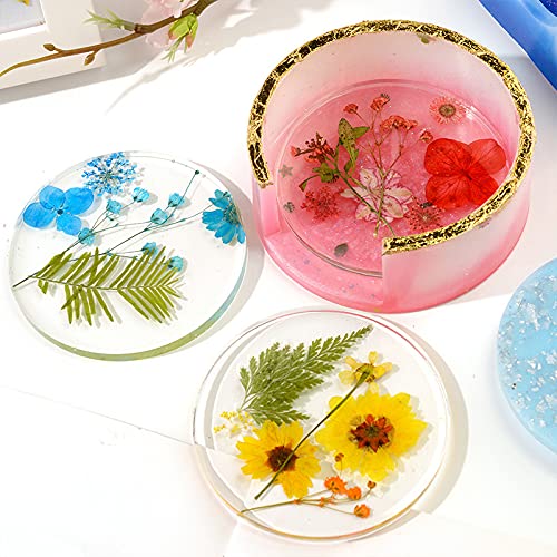 Premium Silicone Resin Molds Set - 8-Piece Epoxy Coaster Molds with Flower Drying Tray & Storage Box for DIY Craft Projects - Perfect for Home Decor, Gift Making, and Resin Art Creations