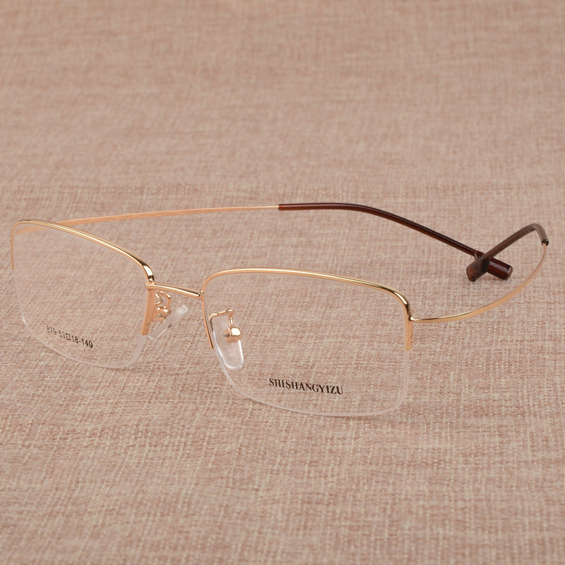 Bclear Men's Eyeglasses - Large Frame Titanium Alloy Semi-Rimless Glasses S879 for Business & Casual Wear