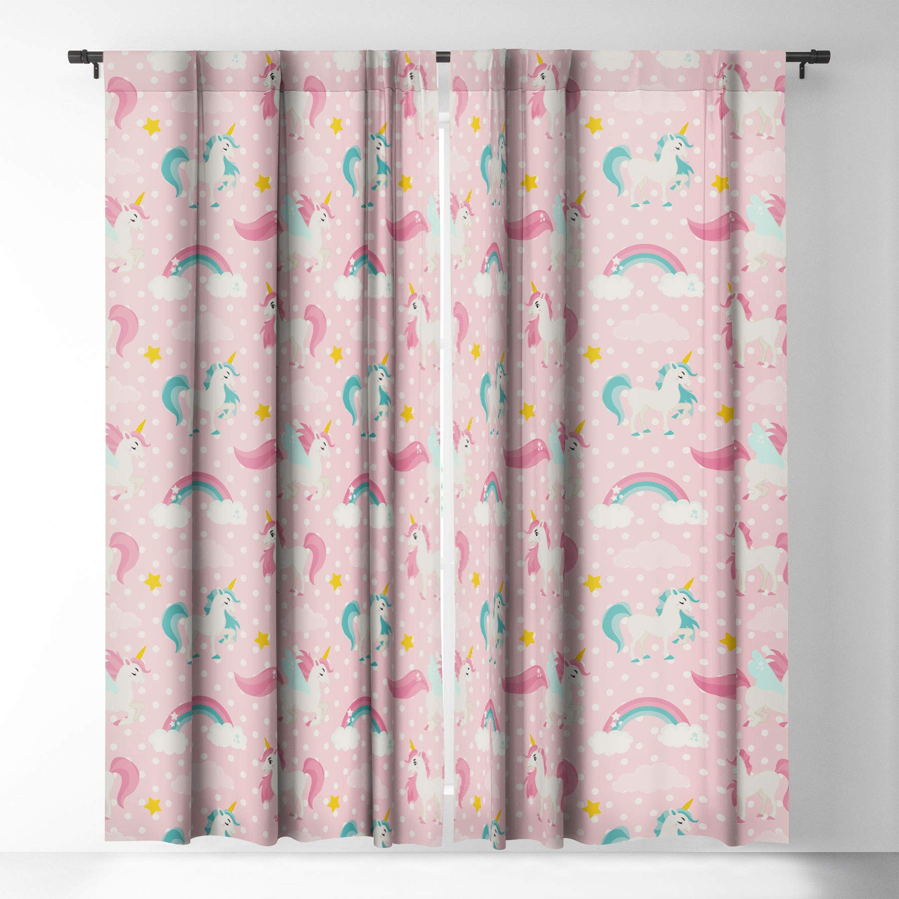 Avenie Unicorn Pattern Blackout Curtains for Kids Room, Pink, 50