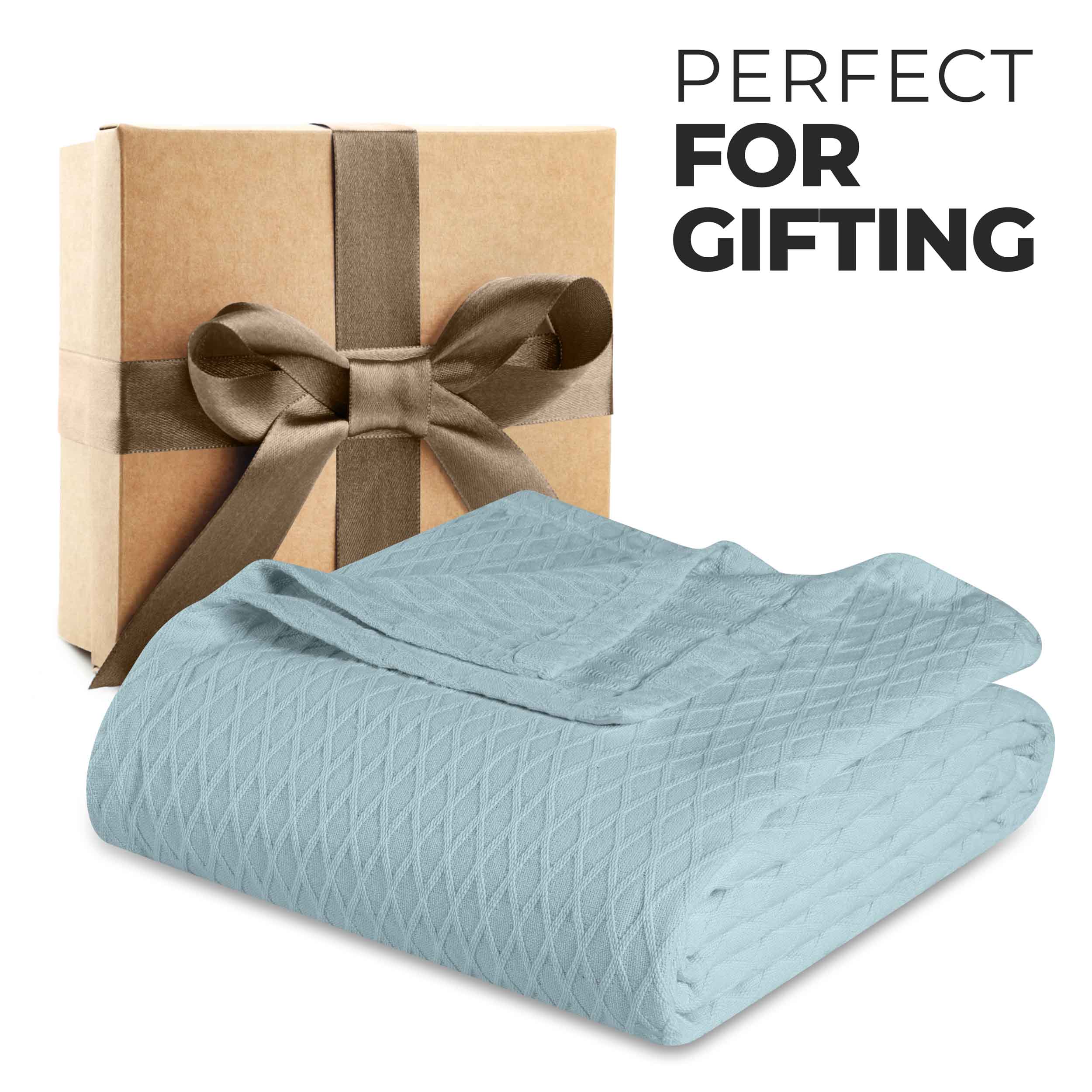 Premium Cotton All-Season Diamond Pattern Bed Blanket & Sofa Throw - Soft Cozy Blanket for Bedroom, Living Room, Travel and Gift Giving