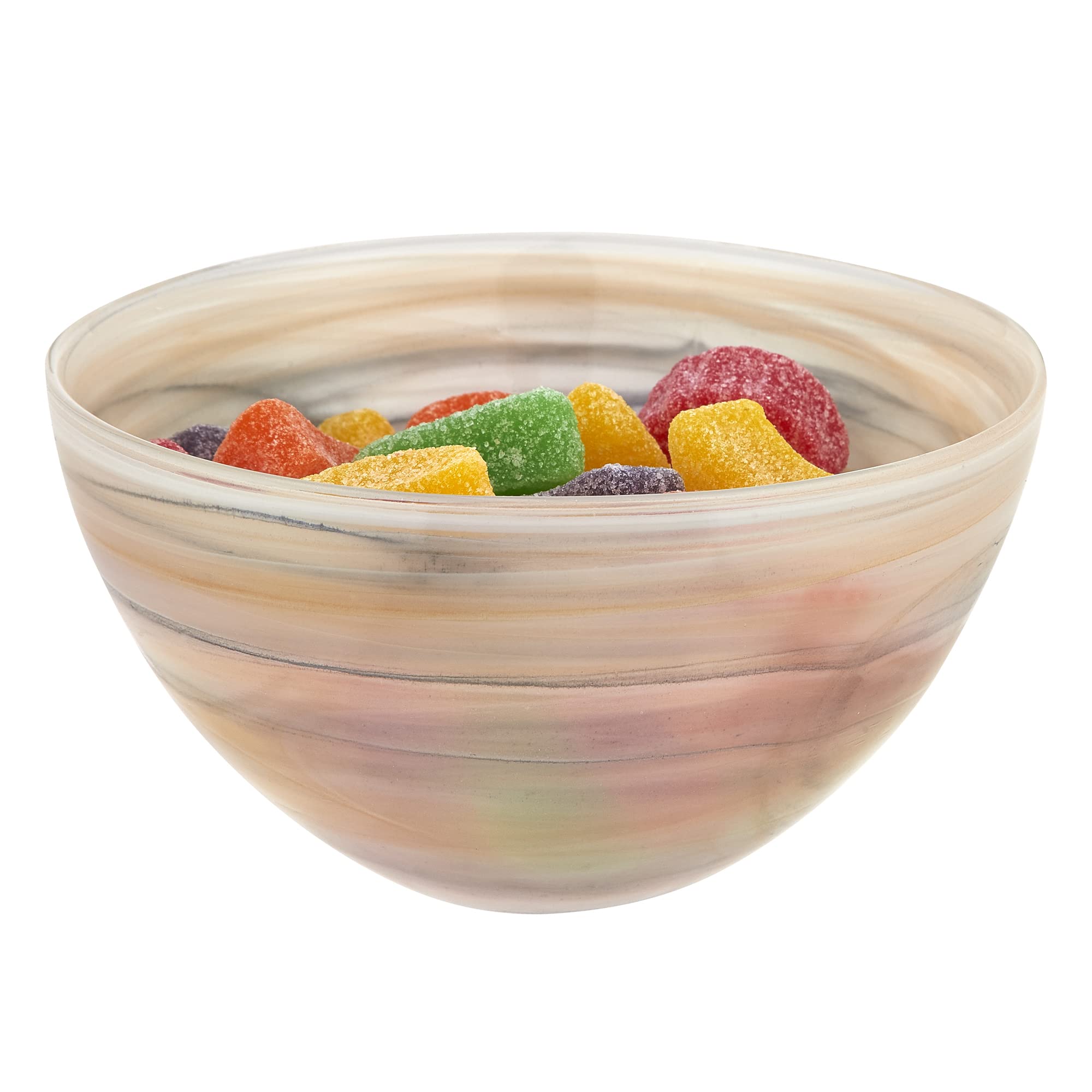Badash 6-Inch Decorative Salad Bowl - Alabaster Glass Soup, Rice, Fruit, Dessert & Cereal Bowl in Taupe | Perfect for Dining, Entertaining & Kitchen Decor