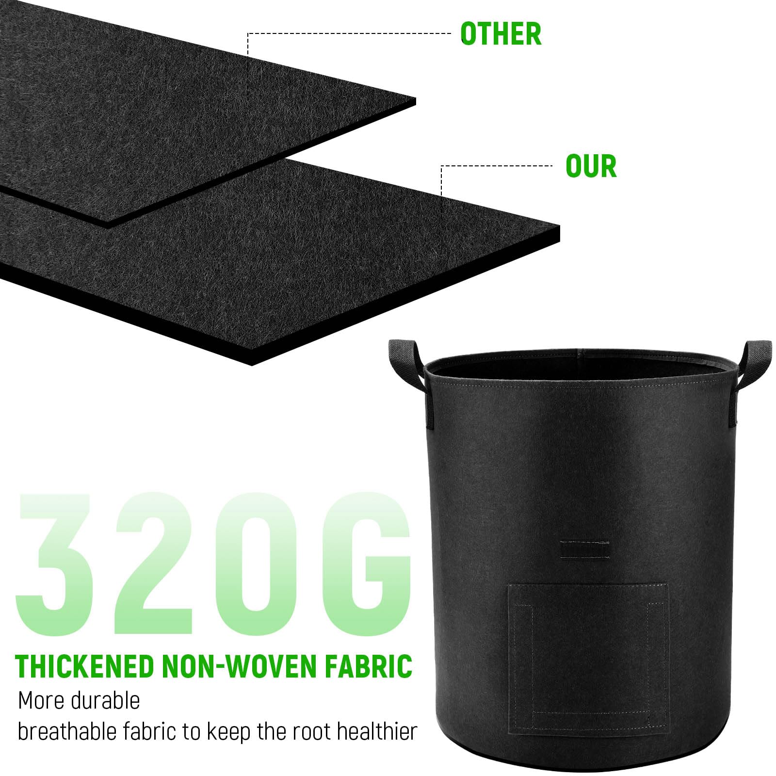 5 Pack 10 Gallon Heavy Duty Potato Grow Bags with Flap & Handles - Fabric Planting Pots for Potatoes, Carrots, Taro - Perfect for Home Gardening, Balcony & Indoor Vegetable Cultivation