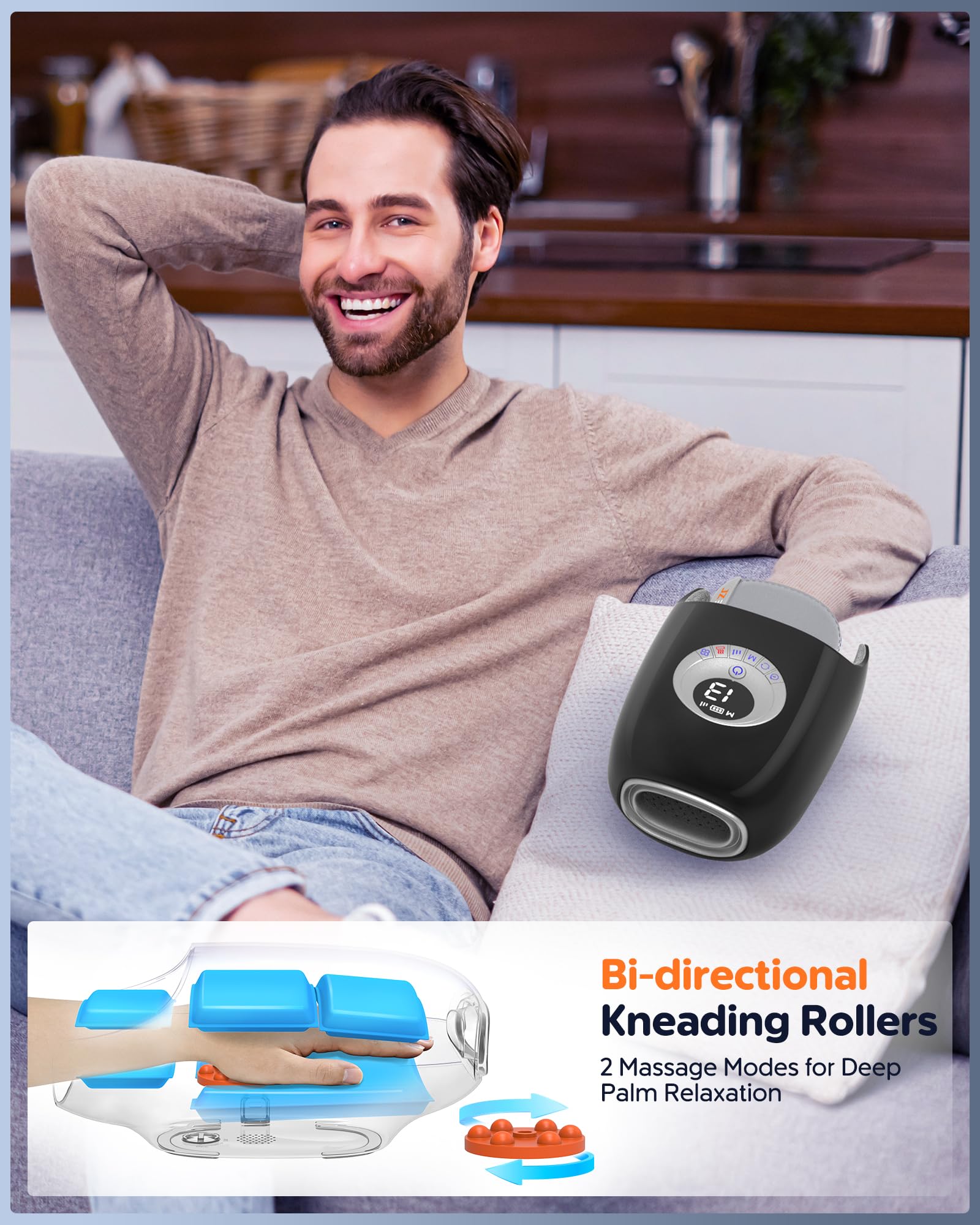 Heated Hand Massager with Compression - Full Hand & Wrist Massage with Kneading Rollers for Arthritis Pain Relief, Relaxation & Improved Circulation | HSA/FSA Eligible | Perfect for Office Workers, Seniors & Carpal Tunnel Sufferers