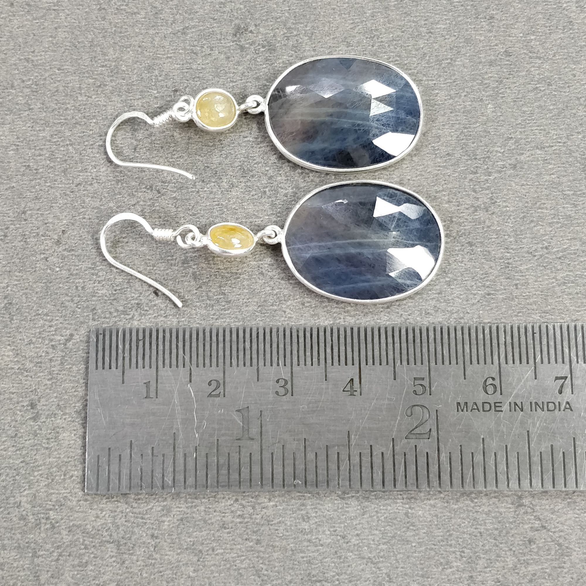 8.13g Natural Sapphire 925 Sterling Silver Drop Dangle Earrings for Women - Bezel Set Hook Earrings with Multi Sapphire Gemstones | Perfect for Weddings, Parties & Special Occasions