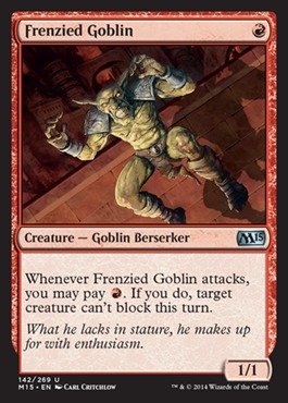 Magic The Gathering Frenzied Goblin 142/269 Foil Card - MTG M15 Rare Collectible Trading Card for Deck Building & Strategy Games