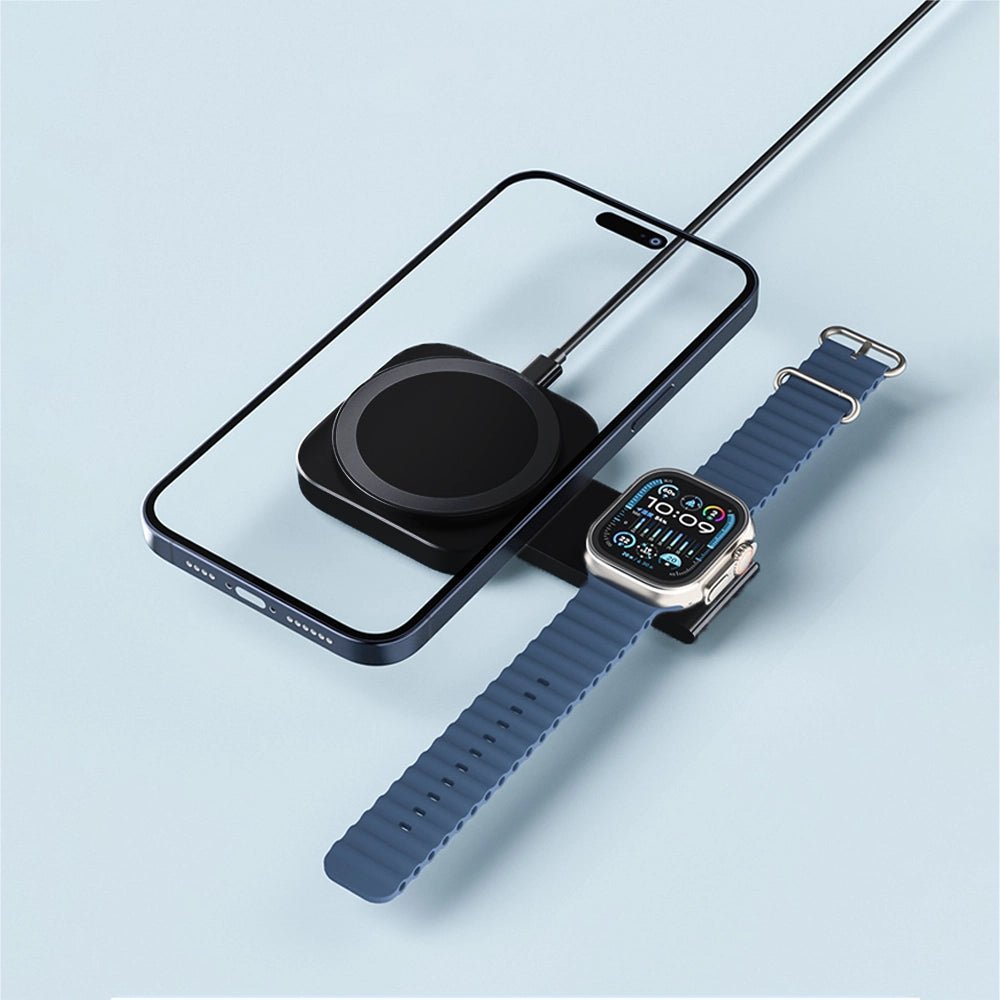 PowerSnap 2-in-1 MagSafe Wireless Charger for iPhone 15/14/13 & Apple Watch - Fast Magnetic Charging Stand for Home, Office & Travel