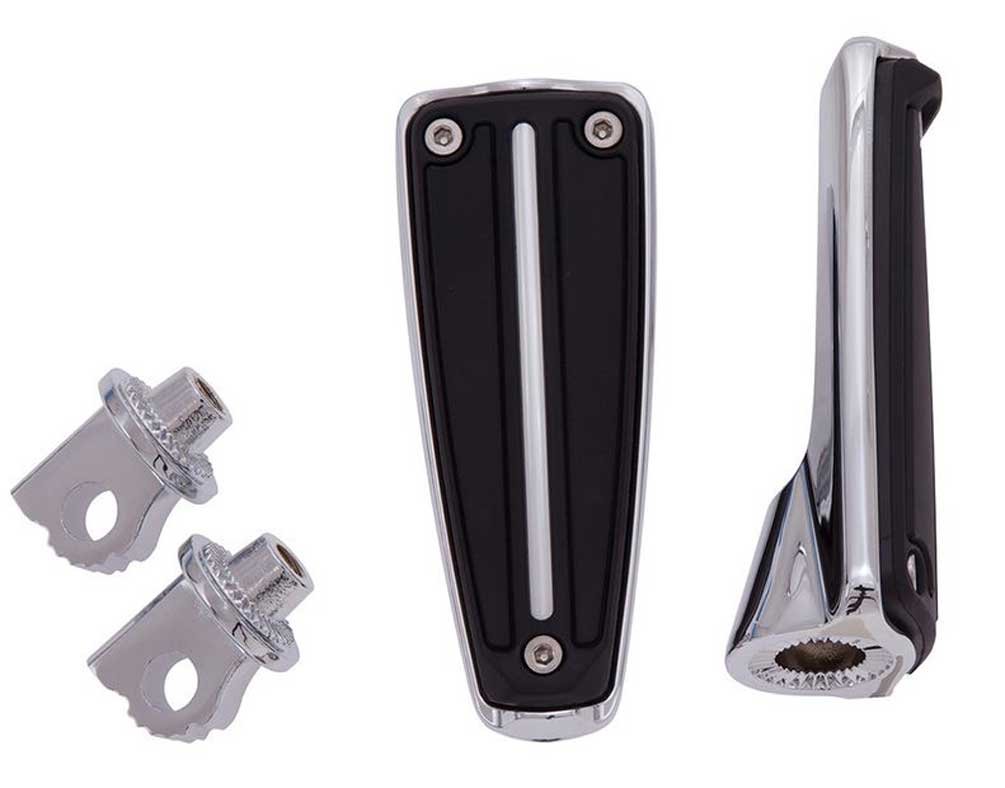 Ciro 61002 Chrome Rail Design Foot Peg - Male-Mount Motorcycle Accessory for Harley, Honda & Cruisers - Perfect for Custom Bike Builds & Comfort Upgrades