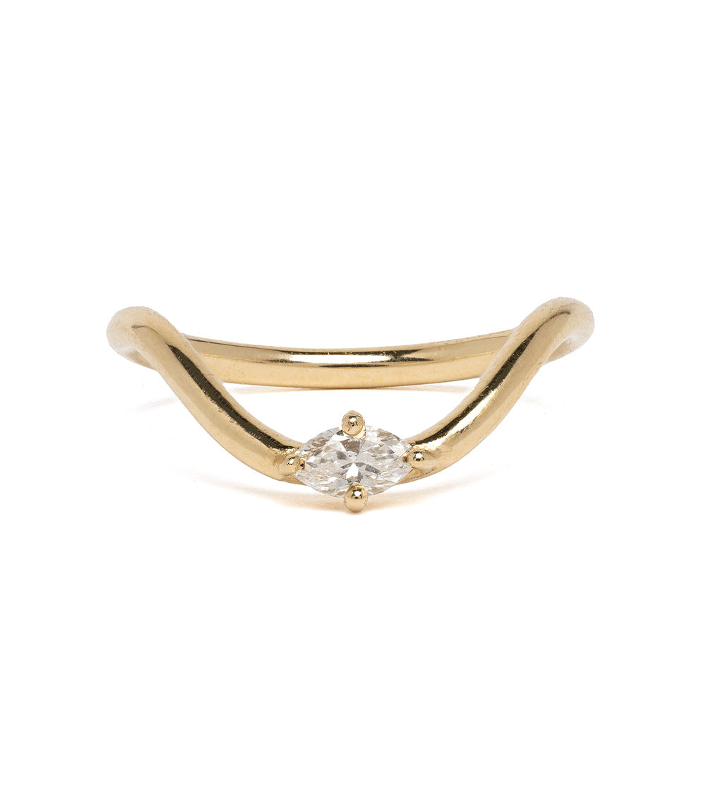 Exquisite 14K Gold Beau Band Ring with Marquise Cut Diamonds - Elegant Stackable Ring for Women, Perfect for Weddings, Anniversaries & Everyday Luxury