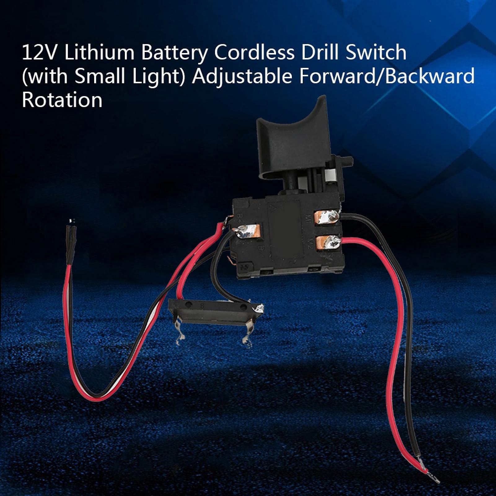 Kadimendium 7.2V-24V Lithium Battery Cordless Drill Speed Control Switch - Electric Hand Drill Replacement Part with LED Light for DIY, Woodworking & Home Repair Projects