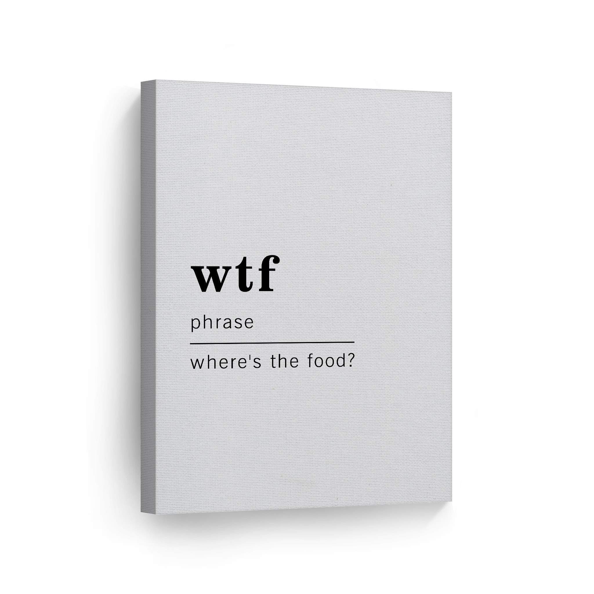 Funny WTF Definition Canvas Print - Inspirational Quote Wall Art for Office, Living Room, Bedroom & Bathroom Decor - Ready to Hang 40x30 Inches - Made in USA - Perfect Gift for Friends & Home Decoration