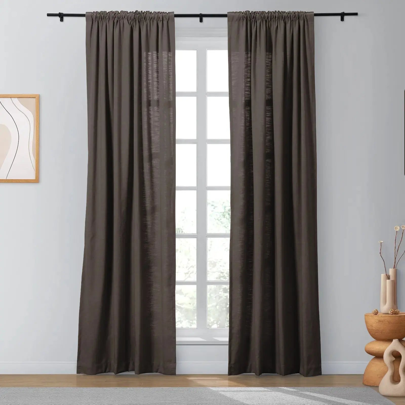 Isabella Heavyweight Cotton Blackout Curtains - Soft Top Thermal Insulated Drapes for Living Room & Bedroom - Noise Reducing & Energy Saving Window Treatments