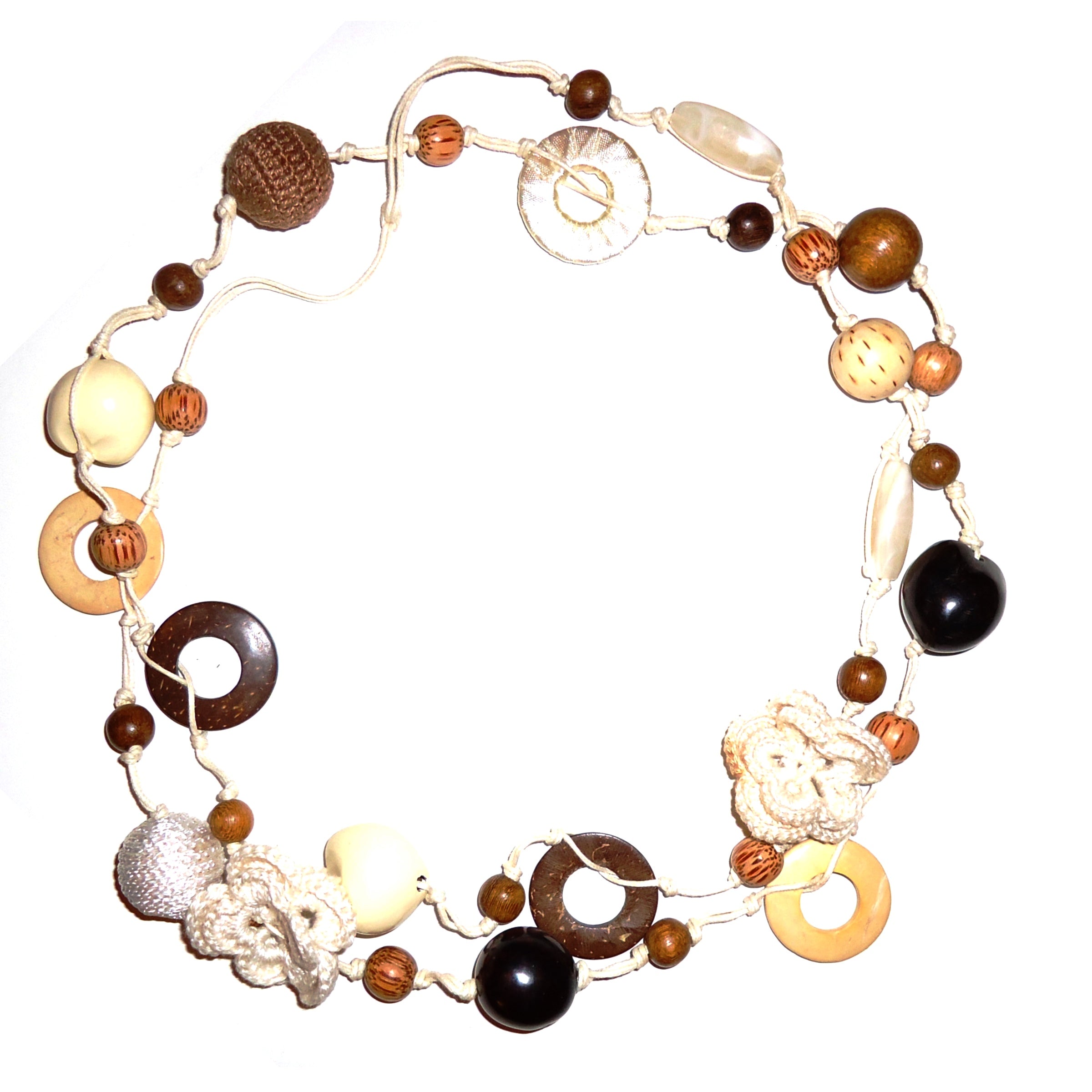 Multi Bead Necklace in Brown & Cream - Stylish Bohemian Jewelry for Women, Perfect for Casual Outfits & Festivals