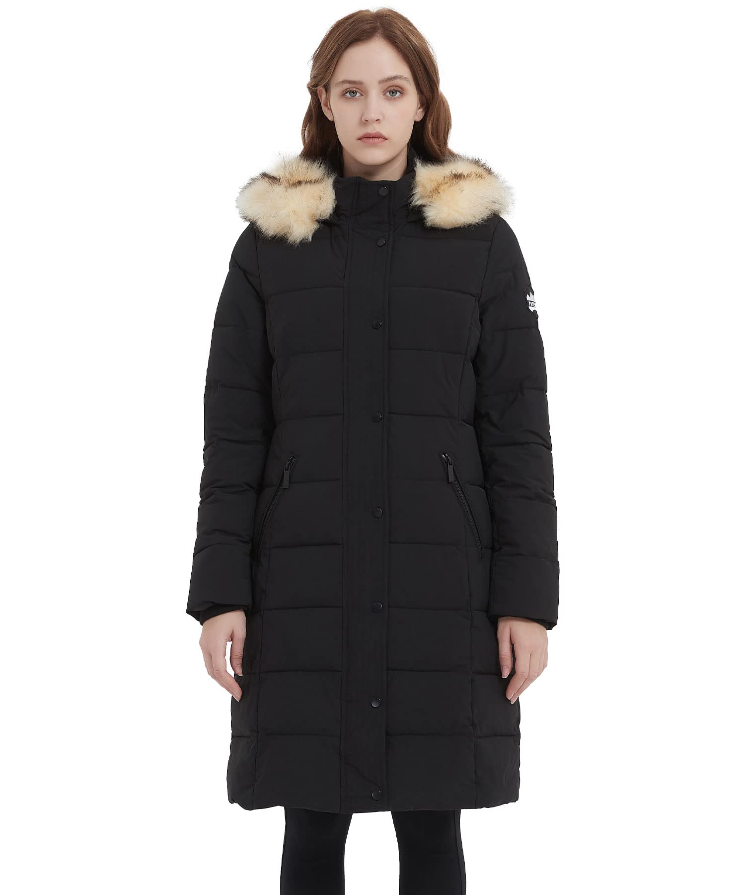 PUREMSX Women's Winter Parka Jacket - Vegan Down Thickened Coat with Detachable Faux Fur Hood | Warm Winter Outerwear for Snow, Skiing & Cold Weather